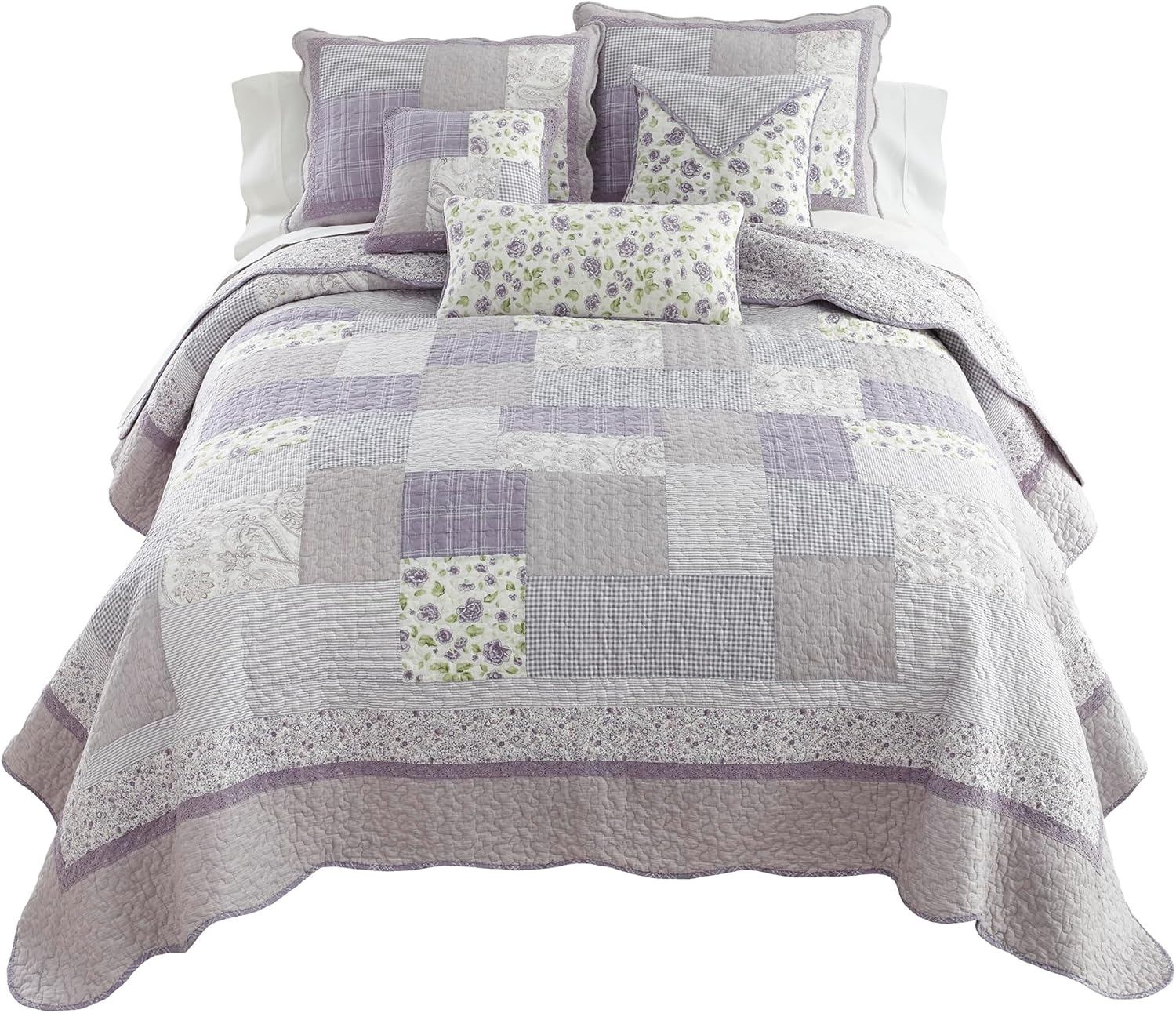 Donna Sharp Full Queen Quilt Set - Lavender Rose Patchwork