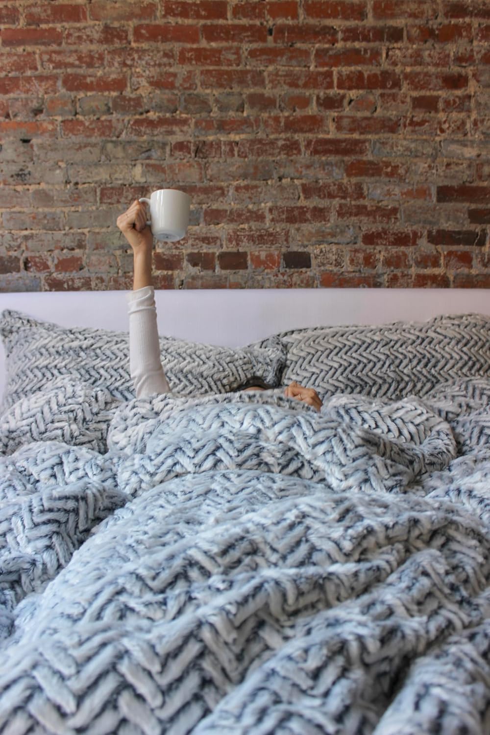 Byourbed Cozy Peaks Chevron Frosted Navy Comforter Set