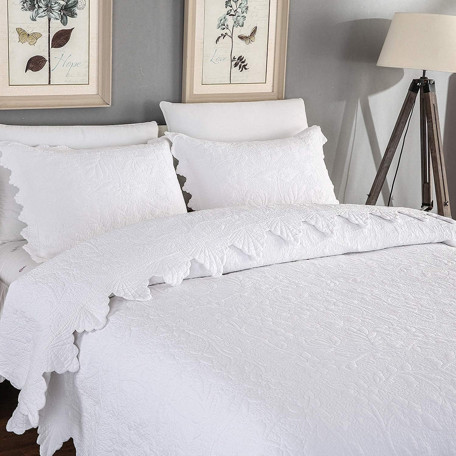 Brandream 5-Piece Quilt Set Cotton Matelasse Coverlet Luxury Farmhouse Bedspread
