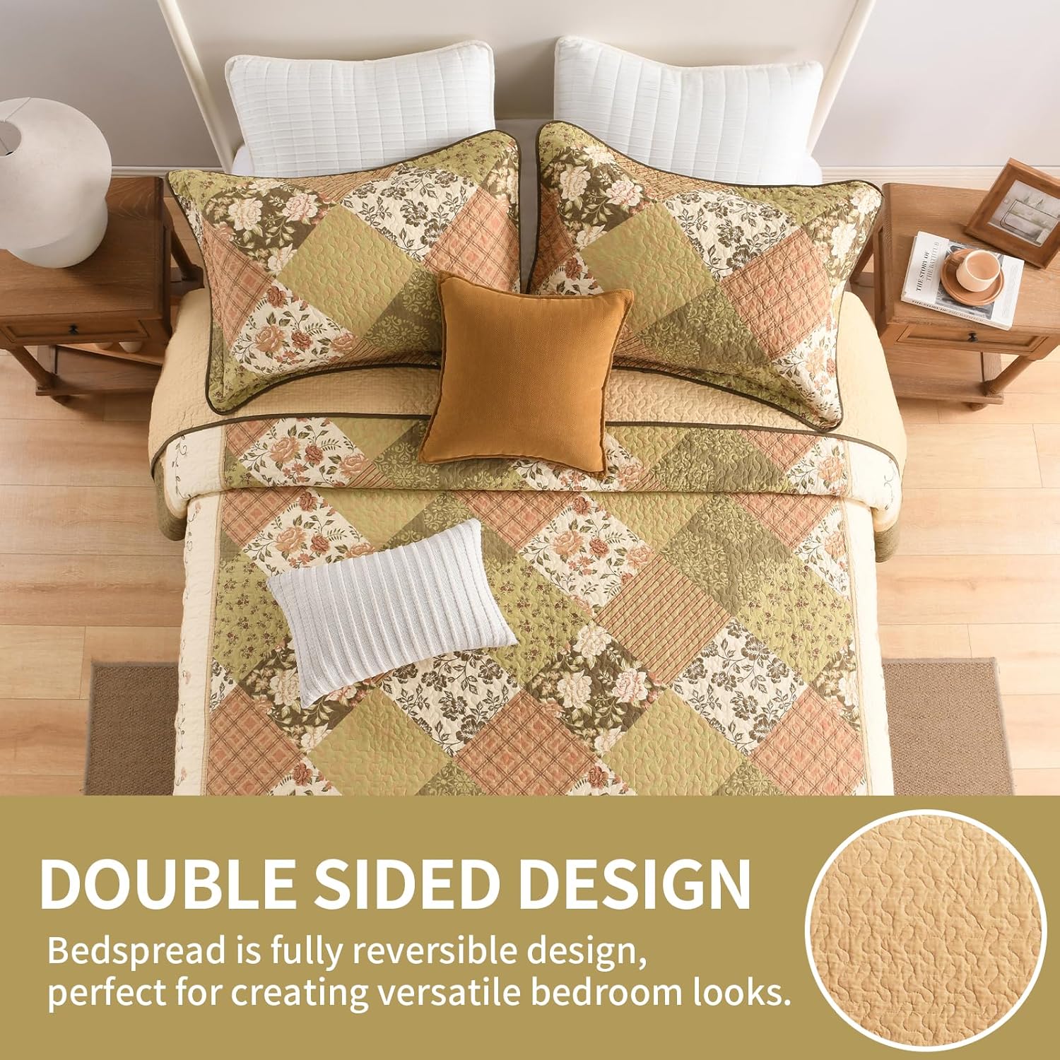 SahSahCasa 100 Cotton Oversized California King Bedspread Set