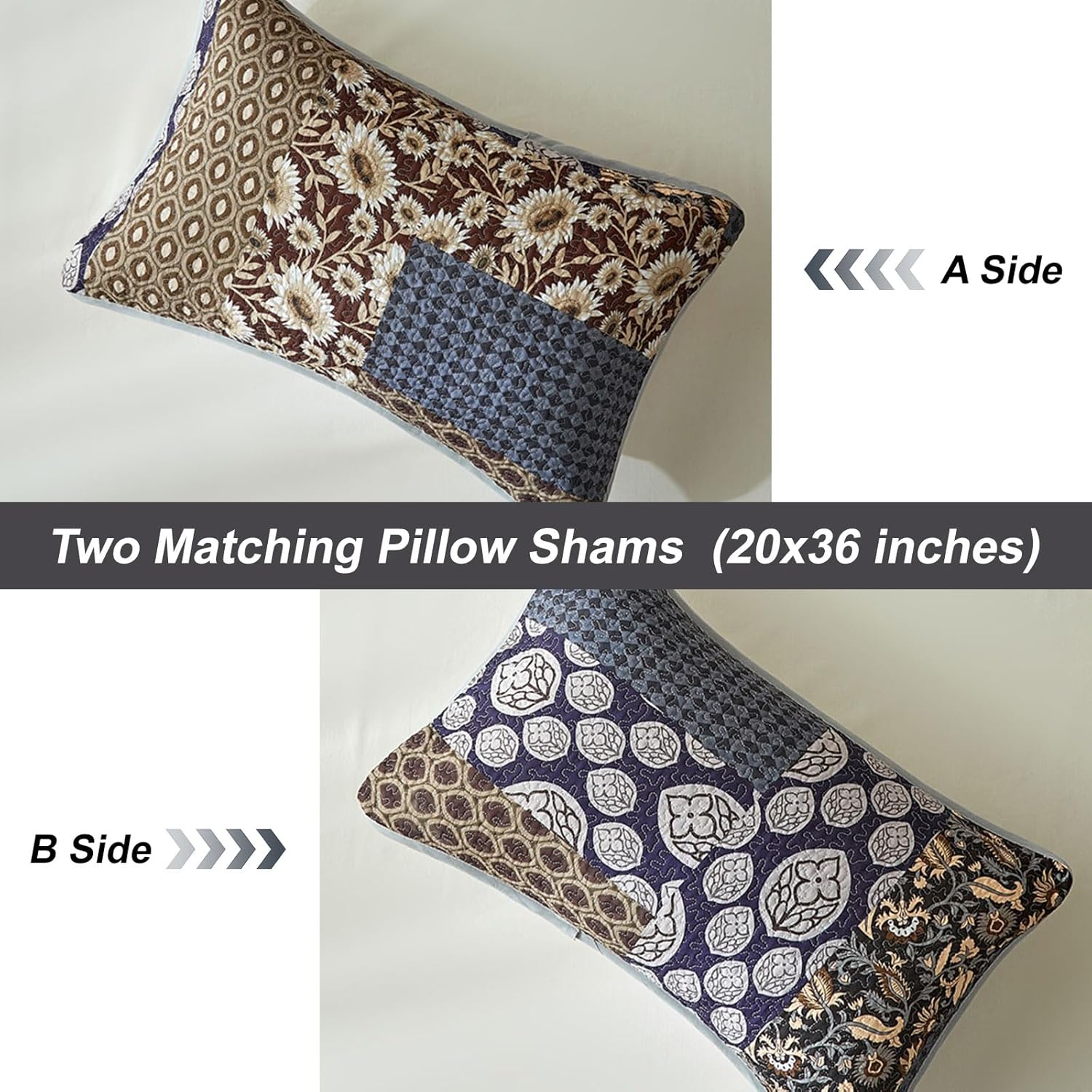 ROOMLIFE Twin Quilt Set - 3-Piece Cotton Boho Bedding