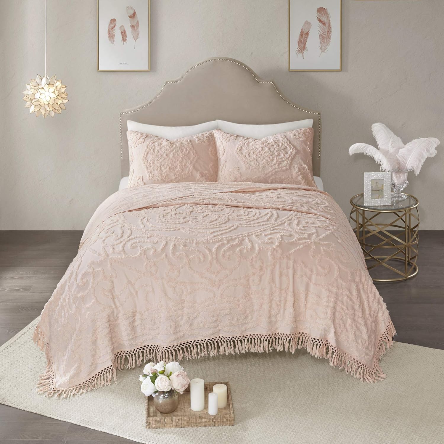 Madison Park Laetitia Cotton Quilt Set with Tassels Shabby Chic