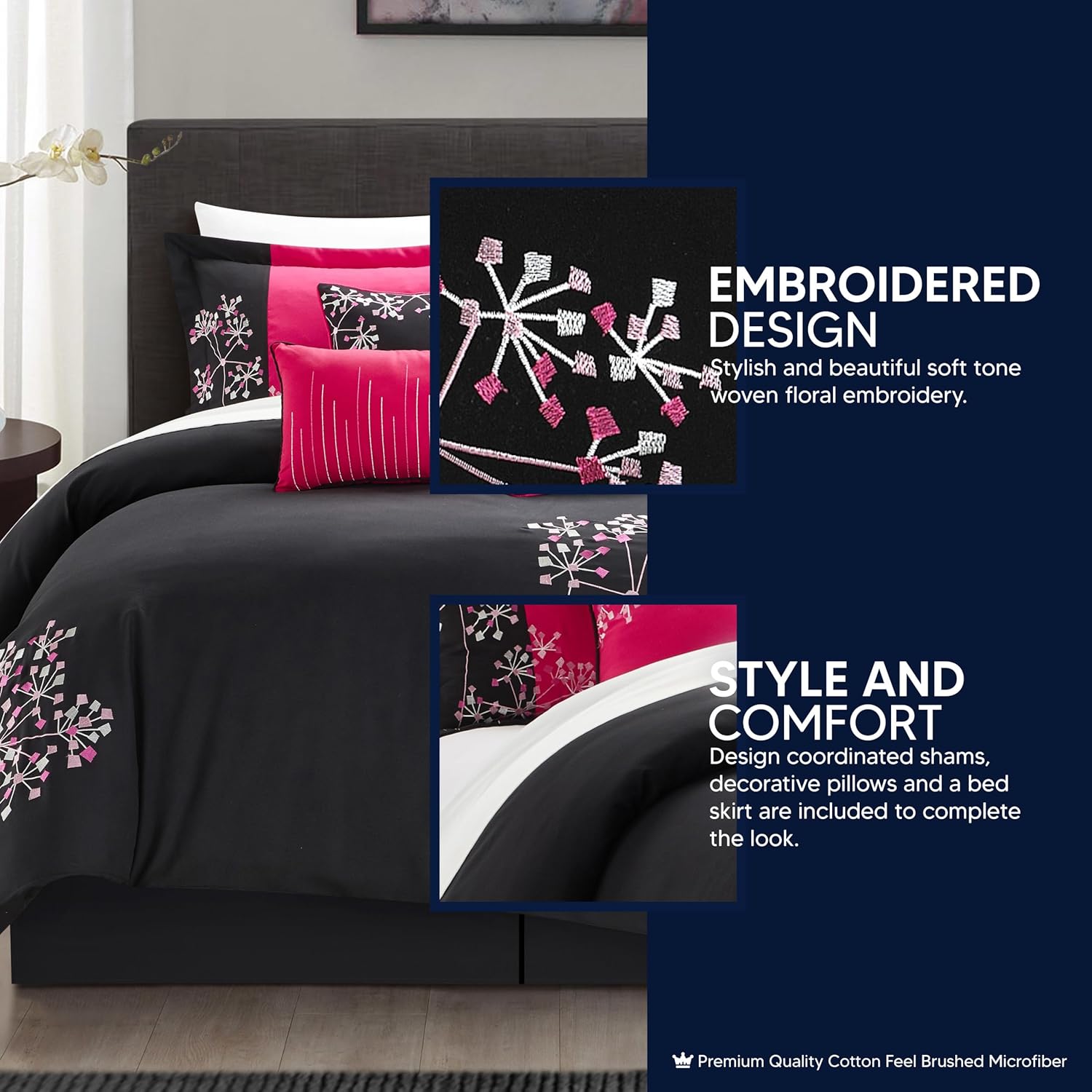 Chic Home 8 Piece Pink Floral Comforter Set Queen 1