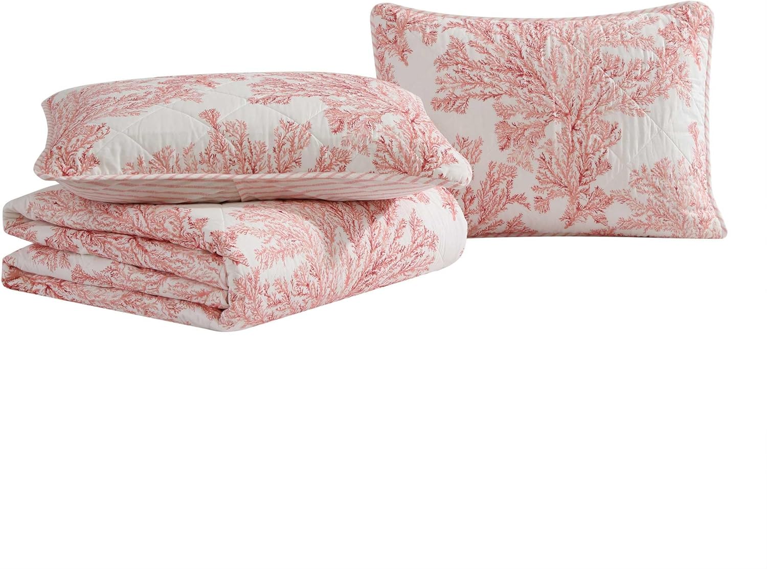 Tommy Bahama Twin Quilt Set Coral Reef Reversible Cotton