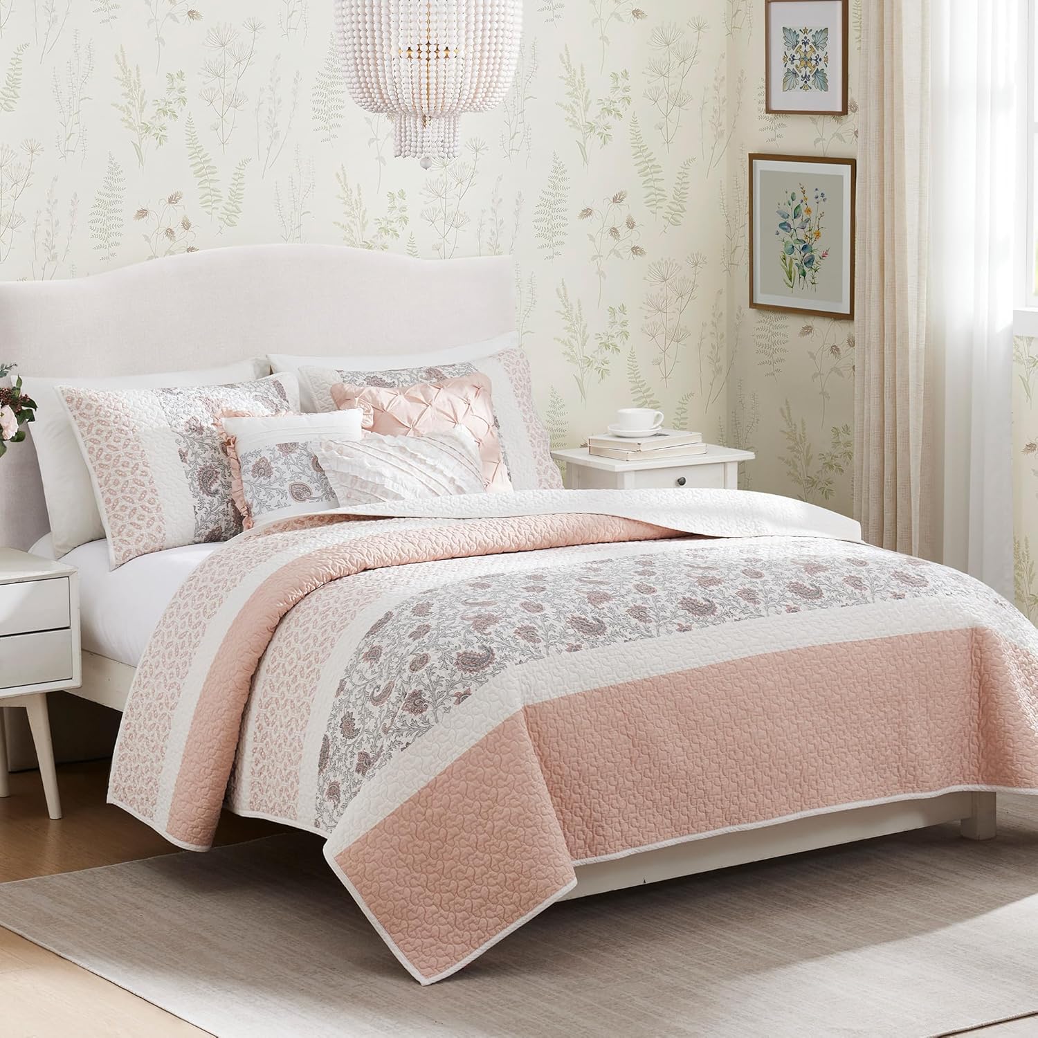 Madison Park Cotton Floral Print Quilt Set 6 Piece