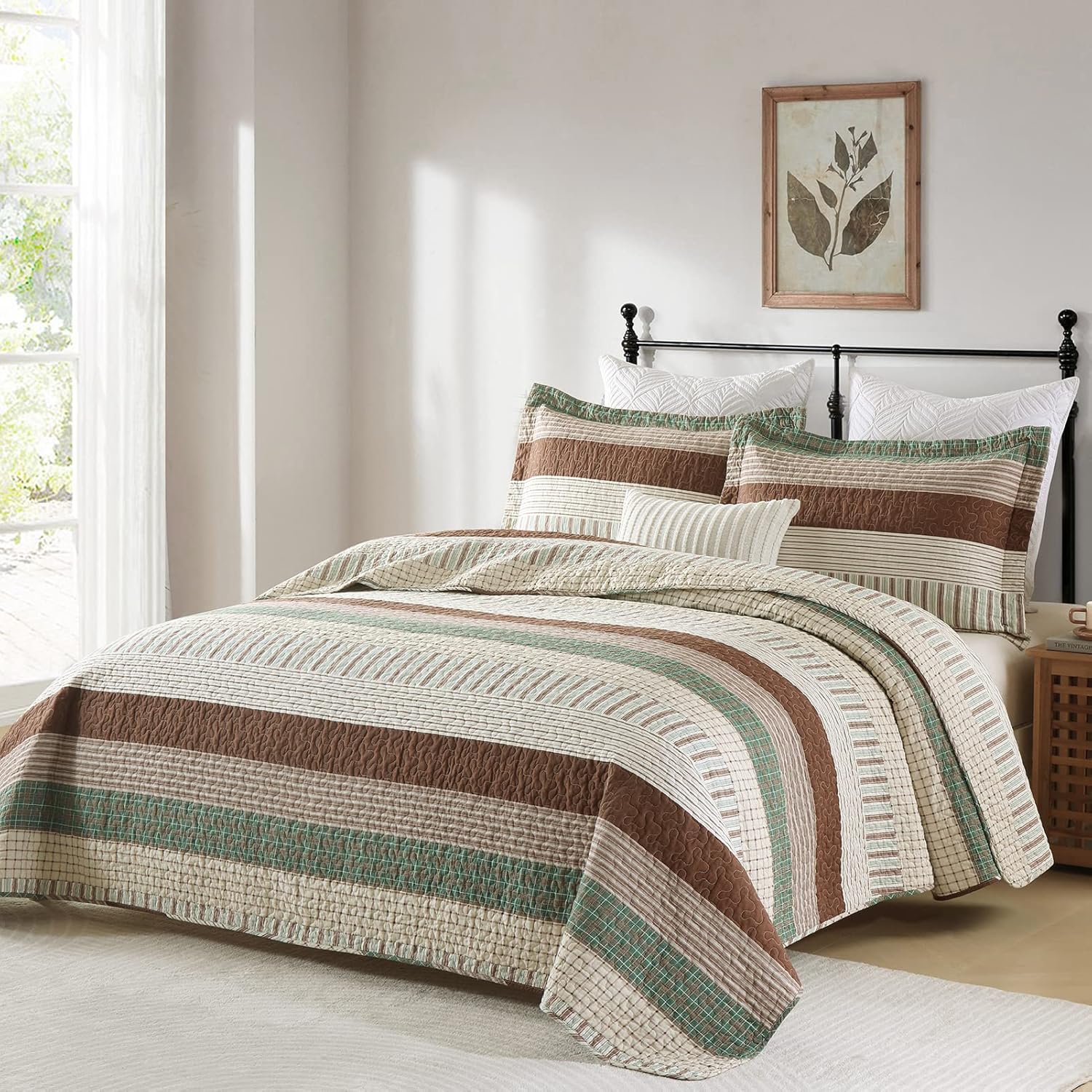 PANGUSHAN 100 Cotton King Quilt Set 3 Pieces