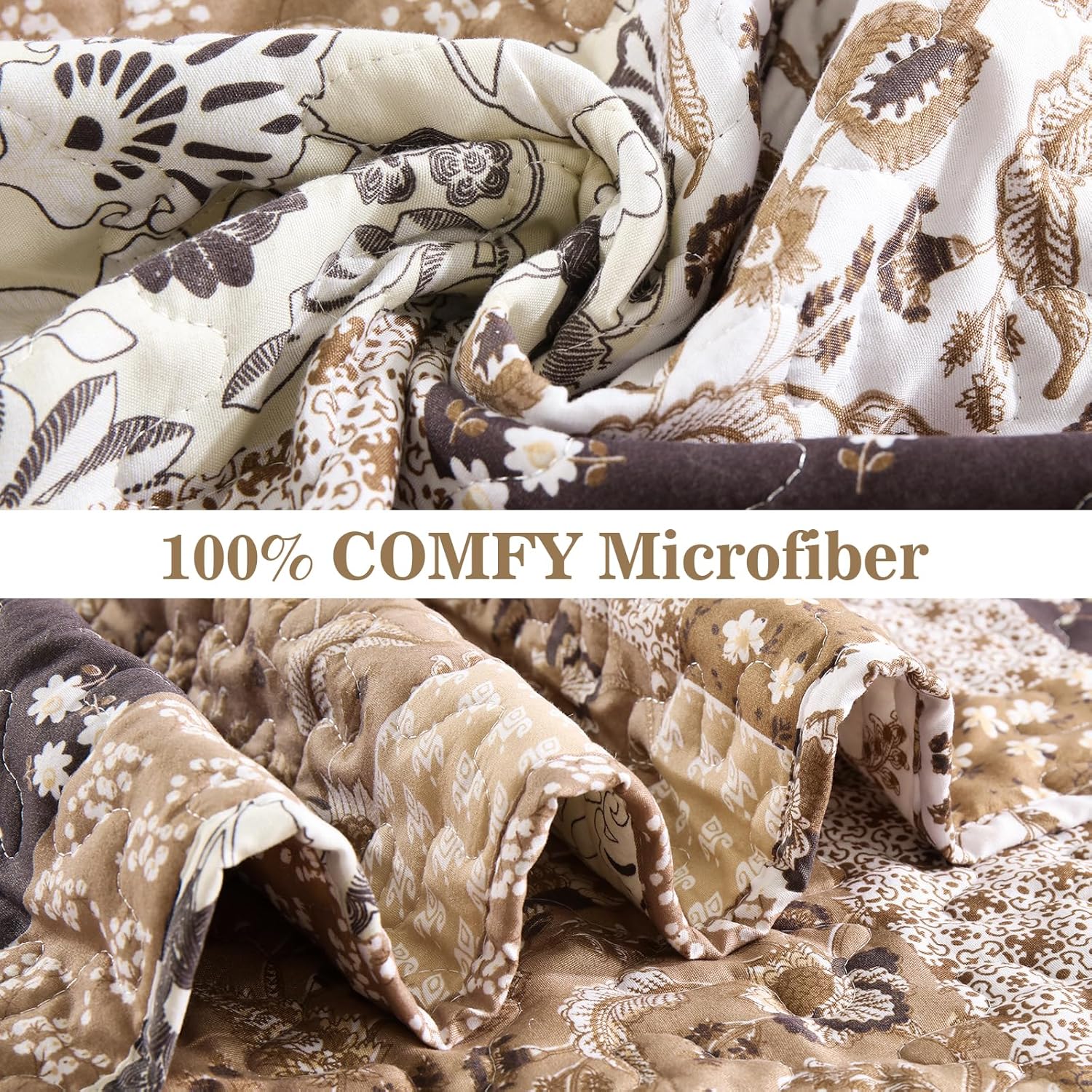 Menghomeus Brown Boho Quilt Set Queen