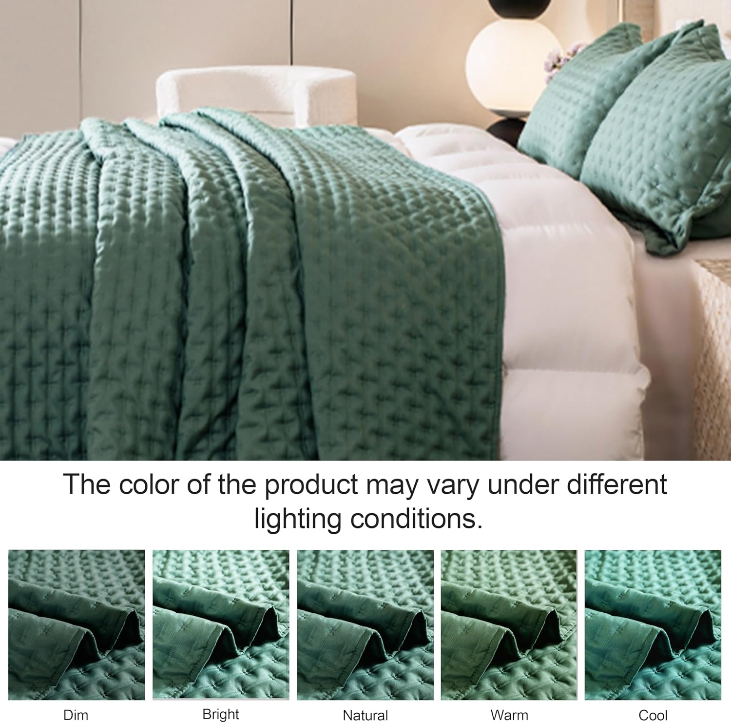 DOWNCOOL Green Twin Quilt Set with Pillow Sham 1