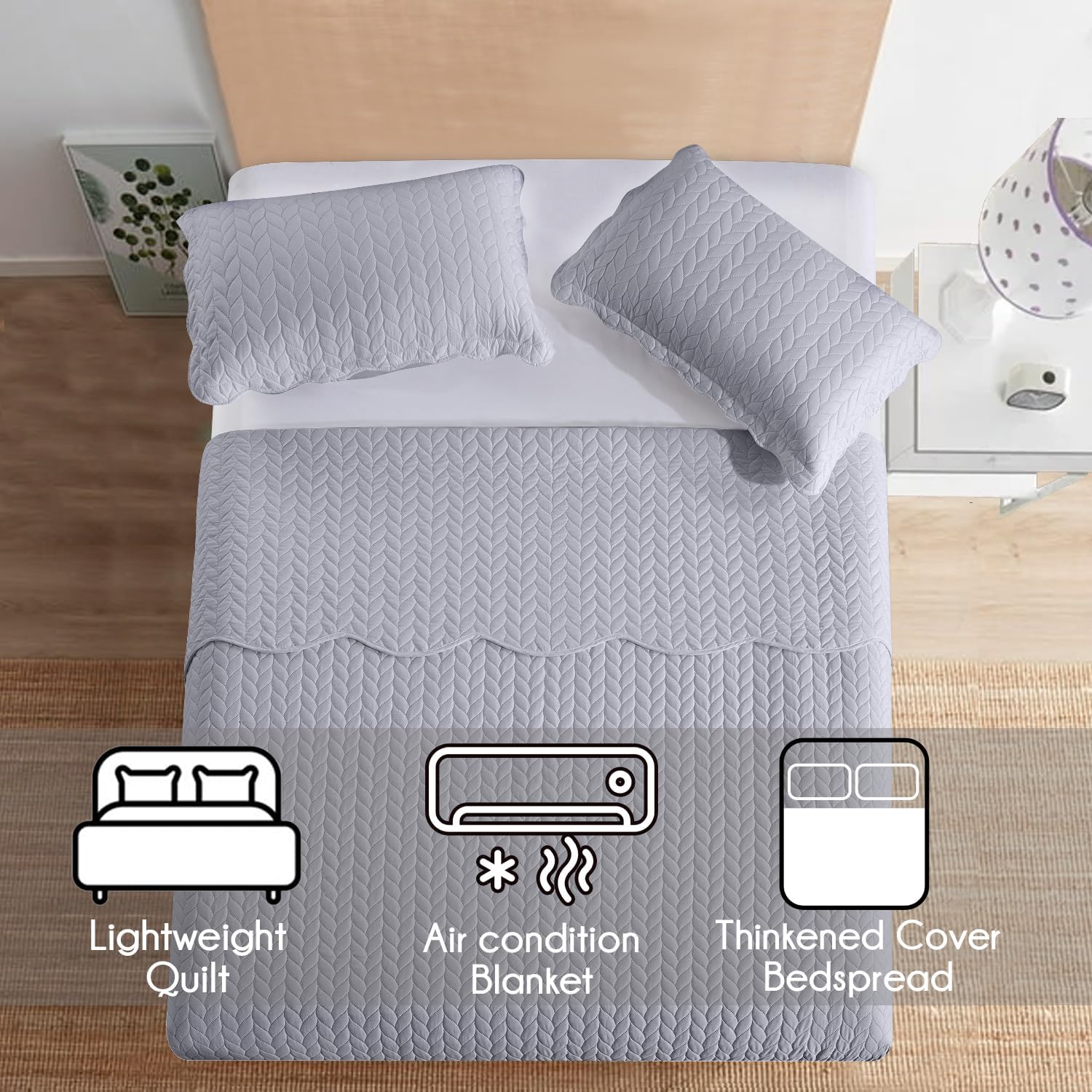 IR Imperial Rooms Embossed Quilt Set Silver 68x86