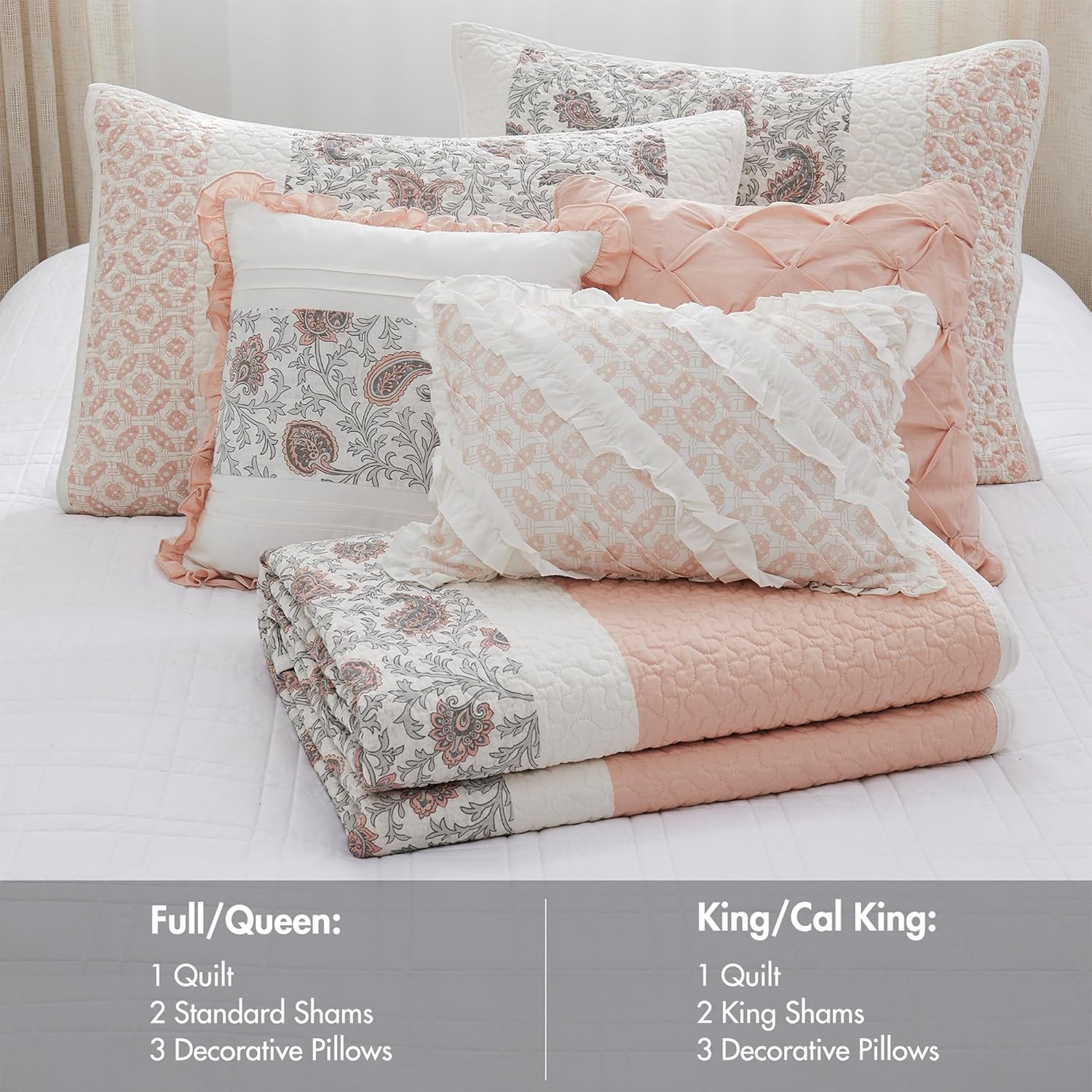 Madison Park Cotton Floral Print Quilt Set 6 Piece