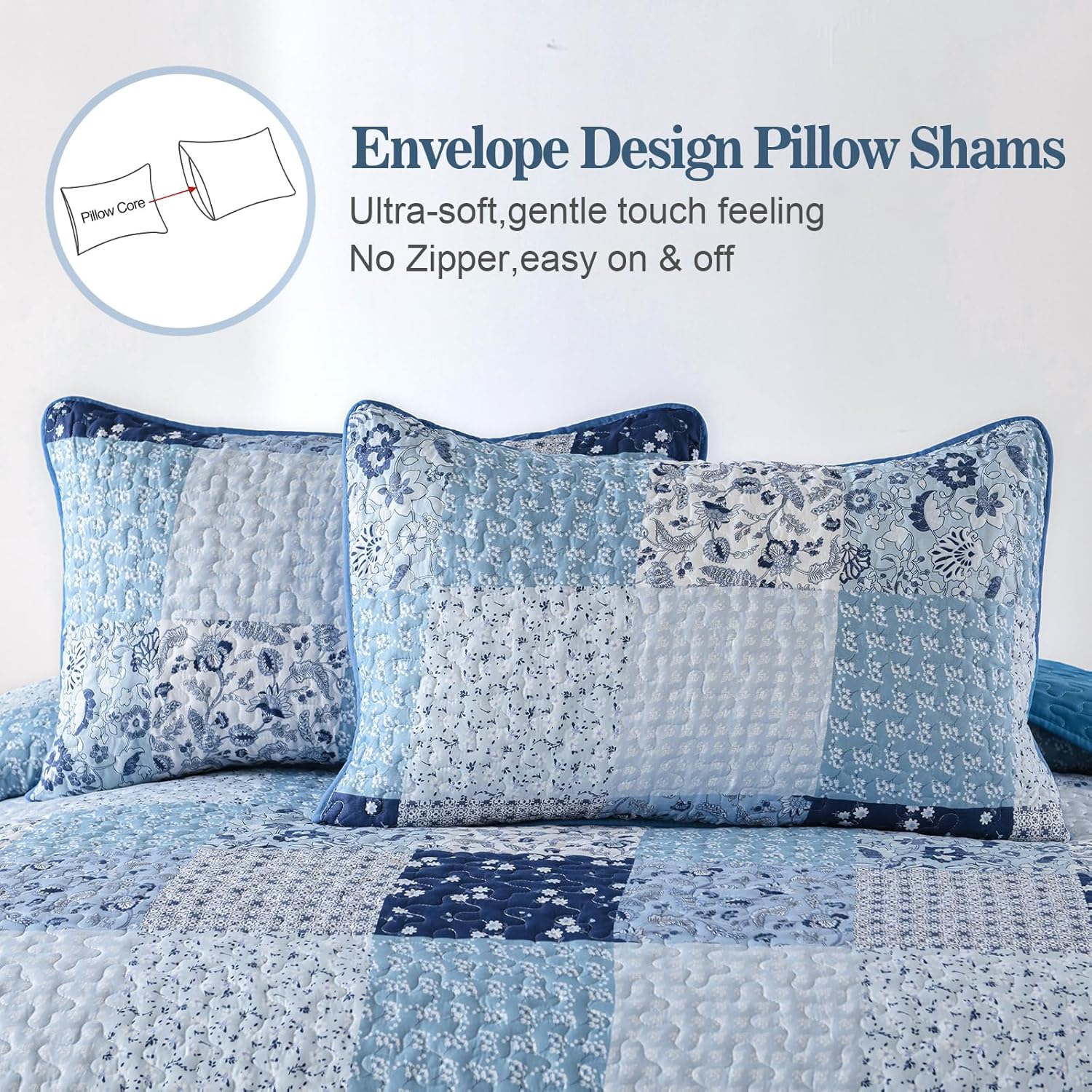Menghomeus Boho Patchwork Quilt Set King Size