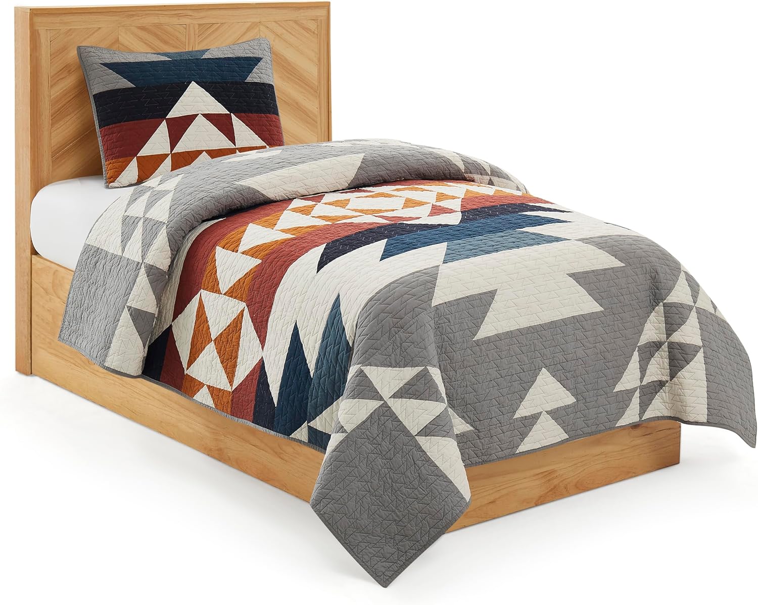 Pendleton Explorer Twin Quilt Bedding Set Blue Grey