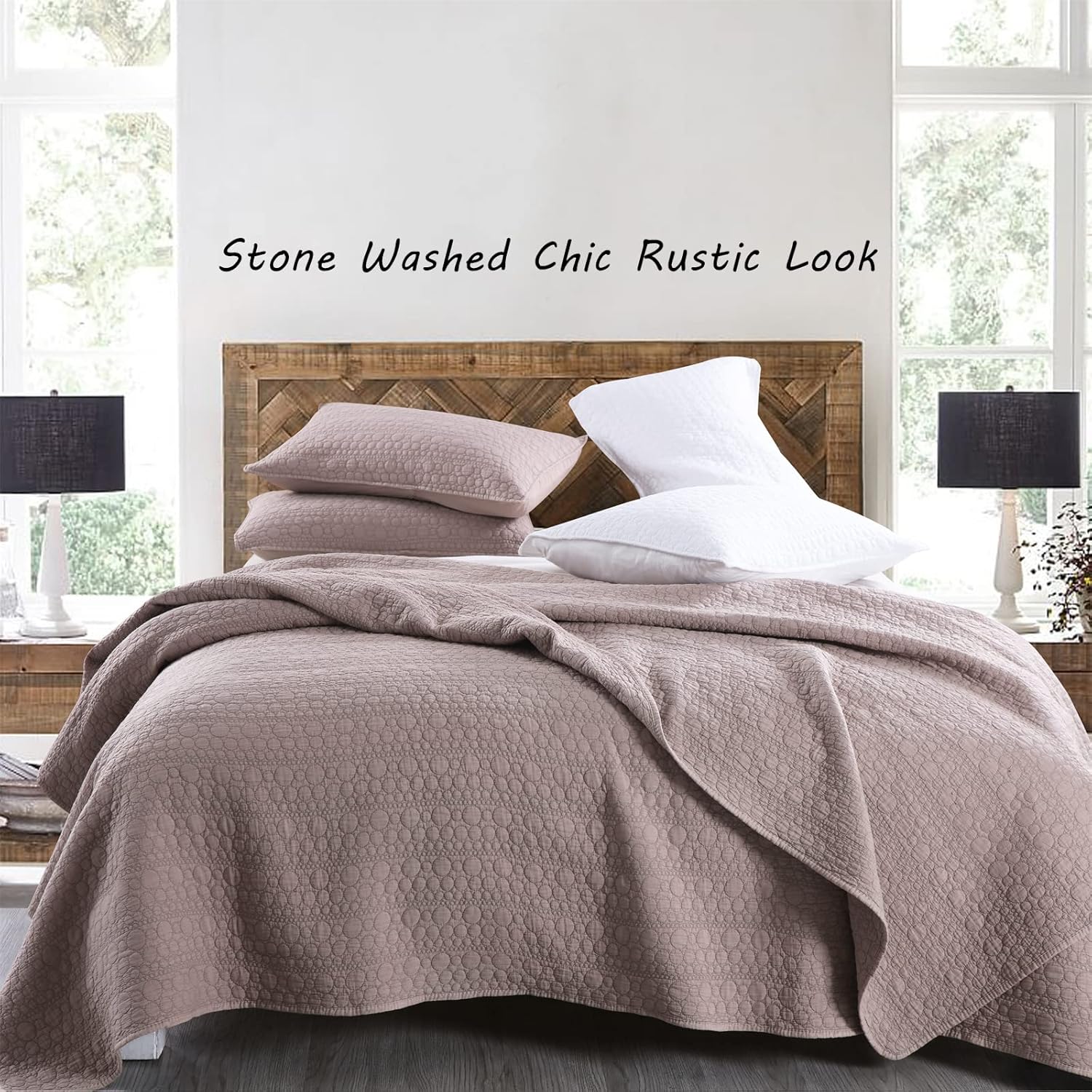 HORIMOTE HOME Quilt Set Twin Size With Cameo Rose Design