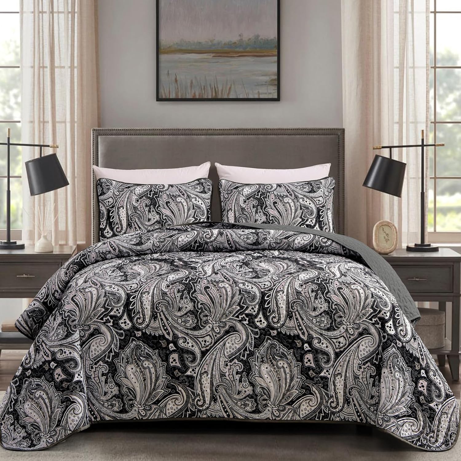 DJY Paisley Quilt Set King Size 3 Pieces