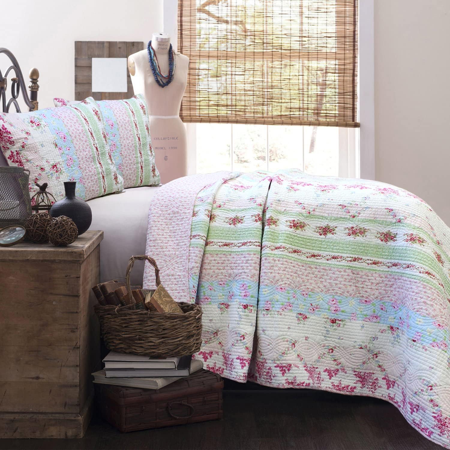 Cozy Line 100 Cotton Reversible Quilt Bedding Set Queen 3 Piece