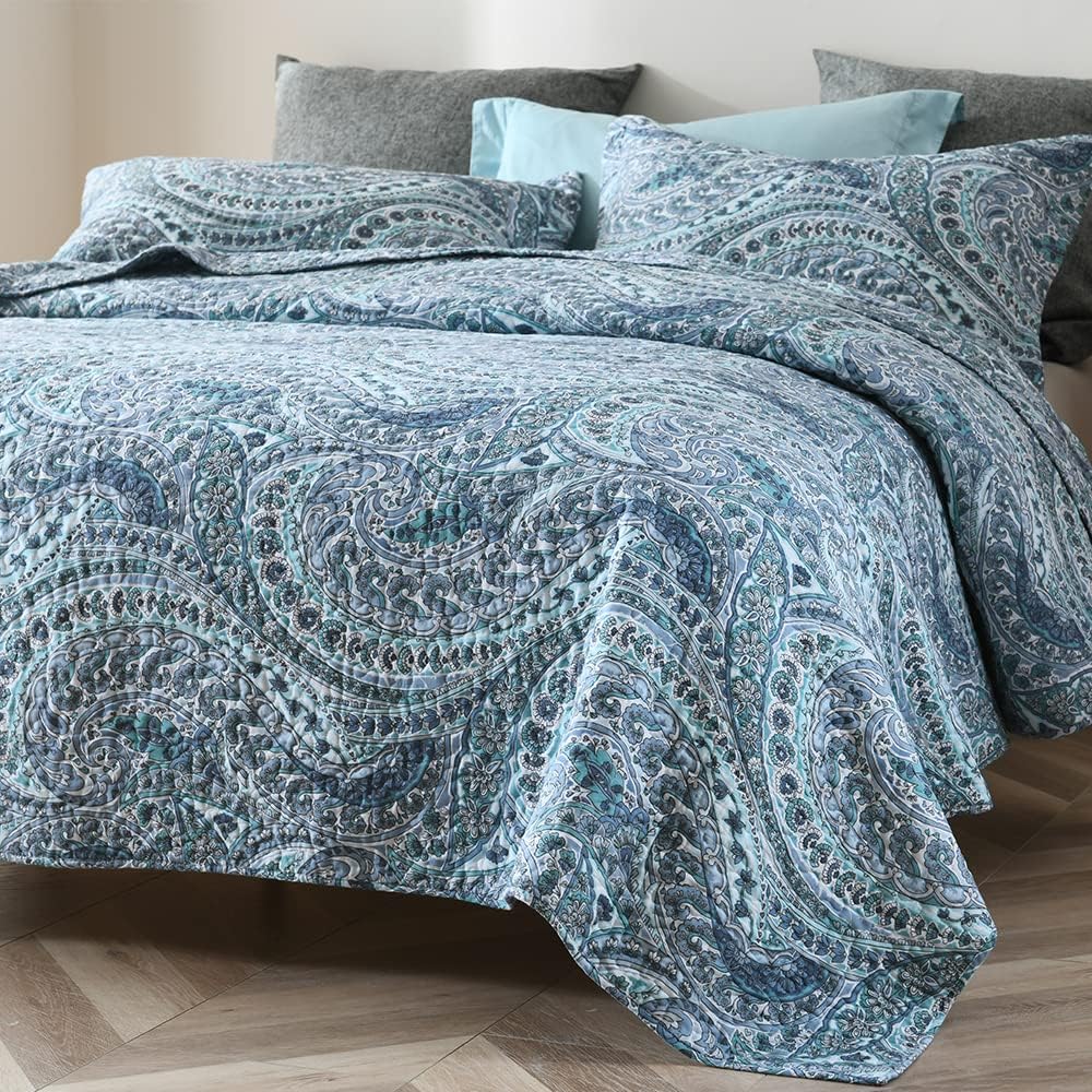 ENASAL Reversible Paisley Cotton Quilt Set King Size
