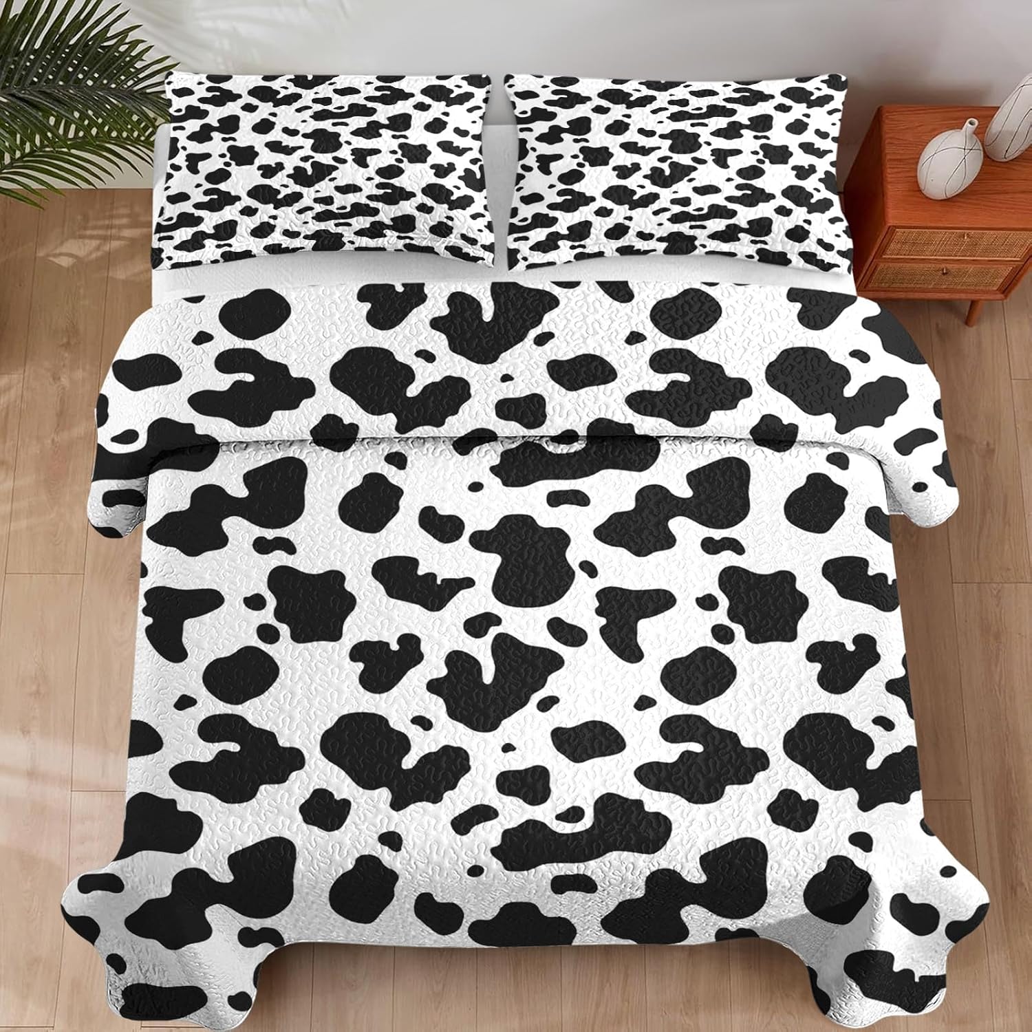 Pamnest Quilt Set Full Queen 3 Pcs Cow Print Bedding