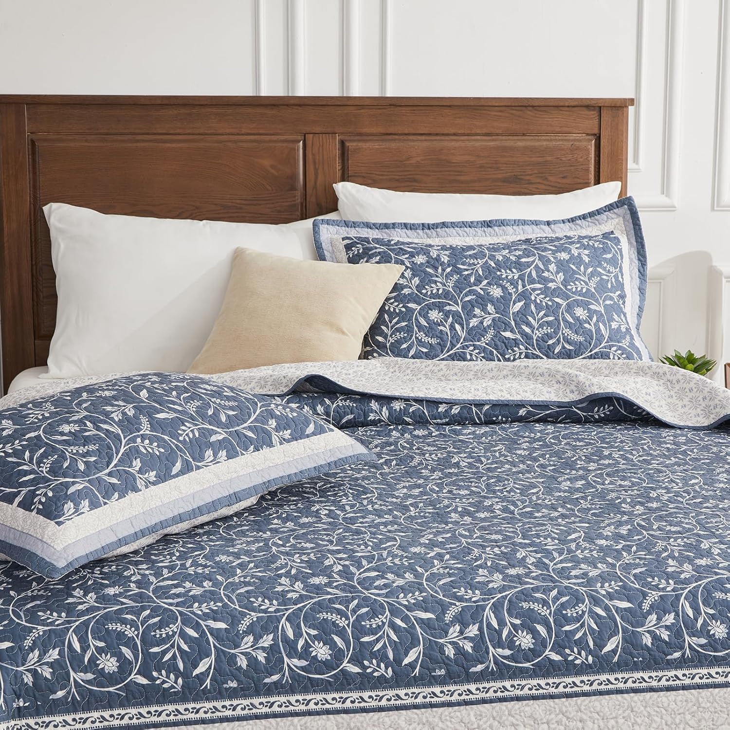 QuiltEase Oversized King Bedspread Set - Grayish BlueLight Gray