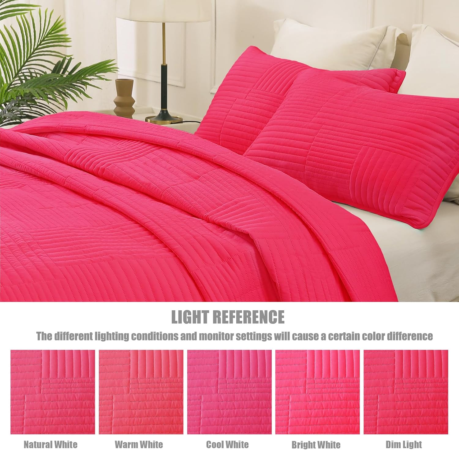 Whale Flotilla Ultra Soft Queen Quilt Set Hot Pink Microfiber 3-Piece Bedding