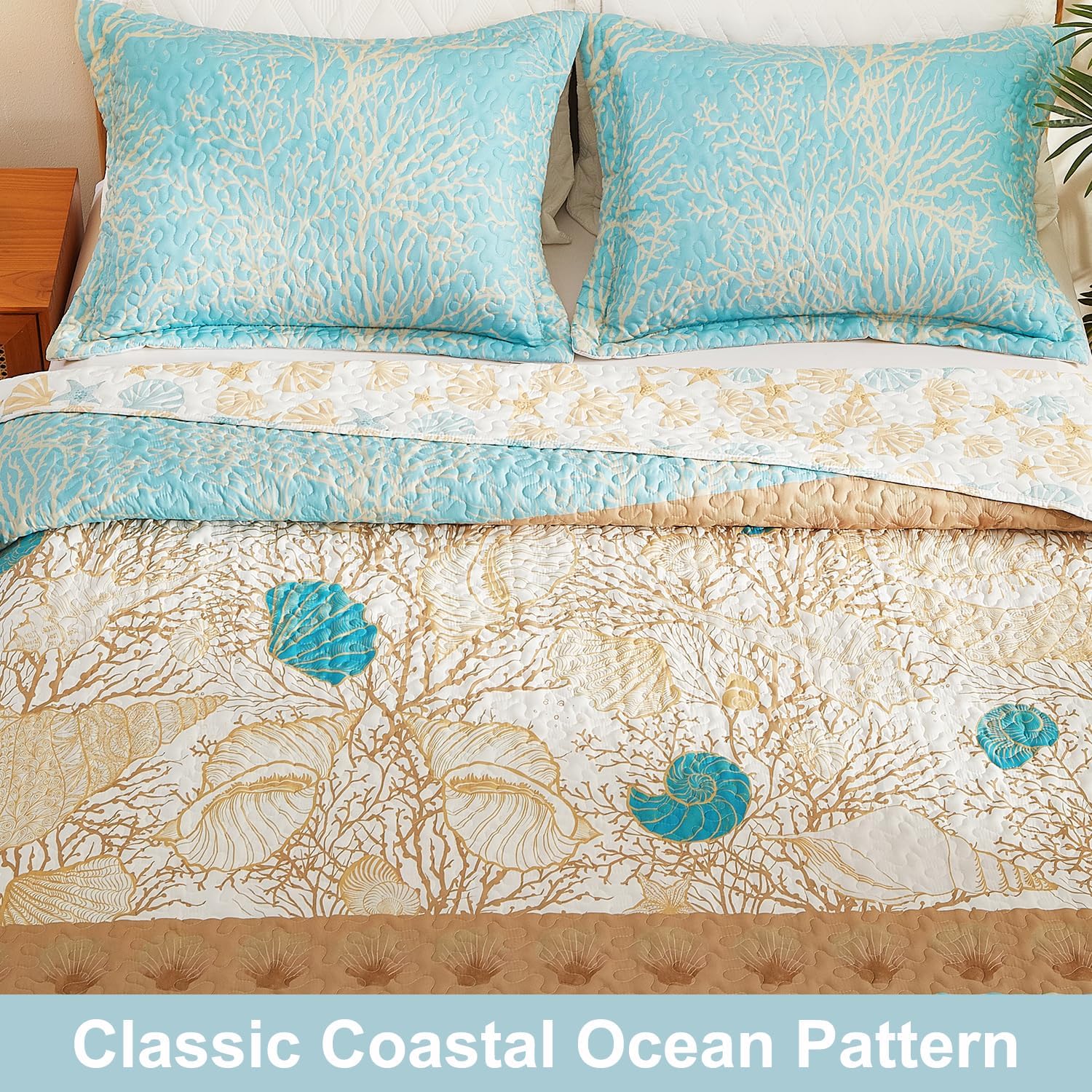 Coastal Quilt Set Queen 3-Piece Ocean Theme