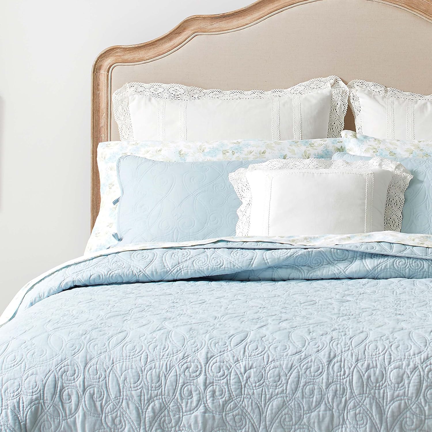Laura Ashley Felicity Quilt Set - Twin Breeze Blue 100 Cotton