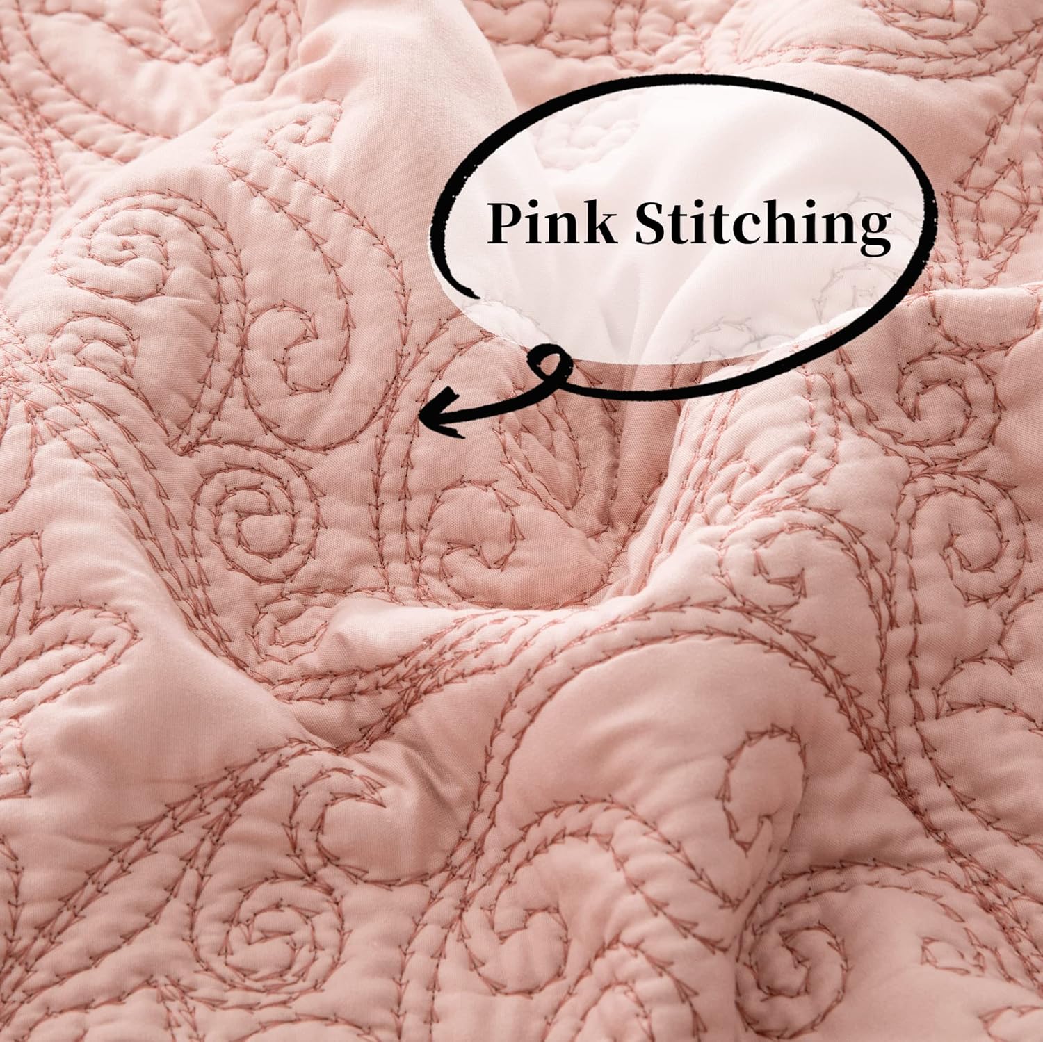BYTIDE Quilt Bedspread 4 Piece Set Dusty Pink Damask 1