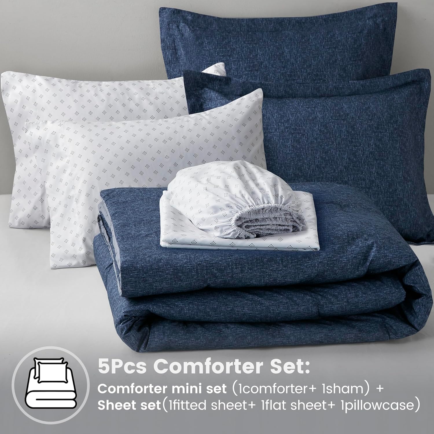 Comfort Spaces Twin XL 5-Piece Bed In A Bag - Navy