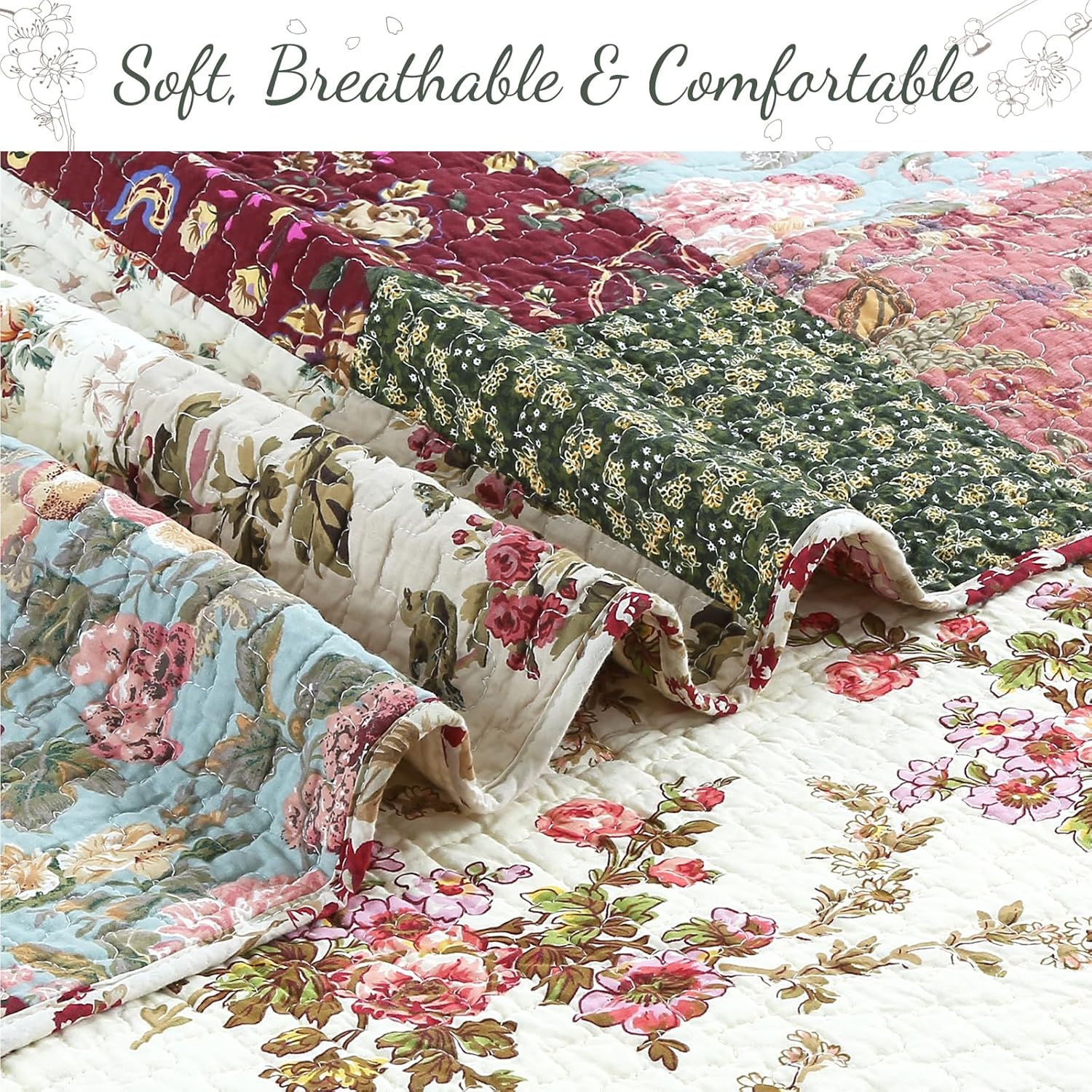 Cozy Line 100 Cotton Patchwork Quilt Bedding Set - Harvest King 3 Piece