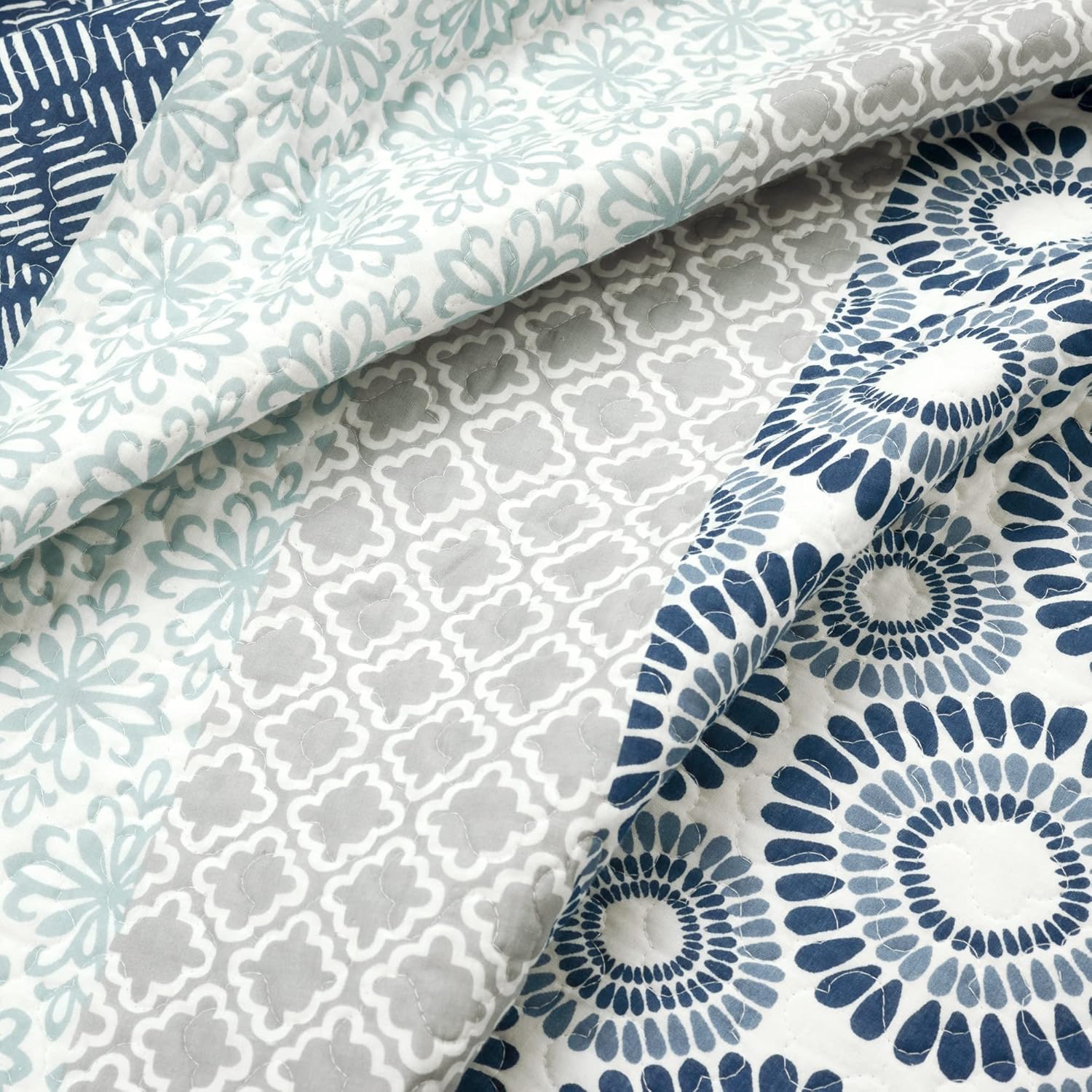 Lush Decor Bohemian Stripe Reversible Quilt Set 3 Piece Queen