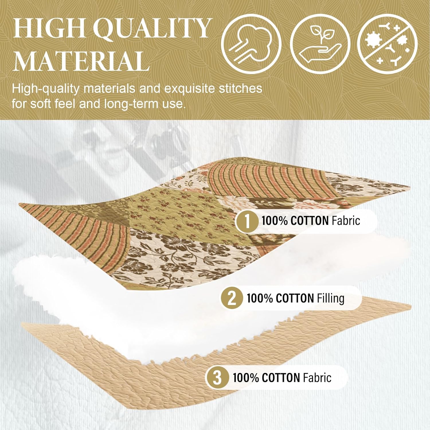 SahSahCasa 100 Cotton Oversized California King Bedspread Set