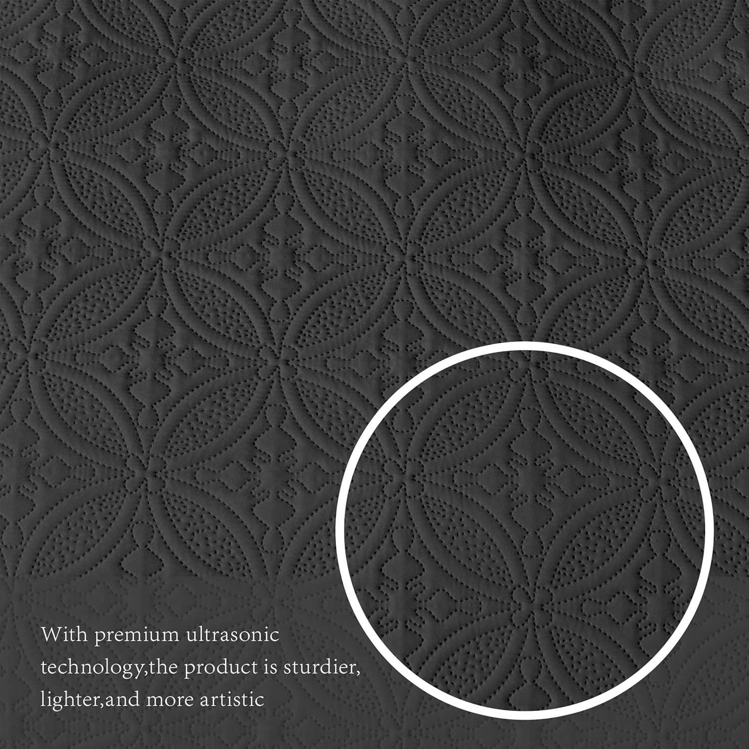 WURUIBO KingCal King Quilt Set Black Microfiber