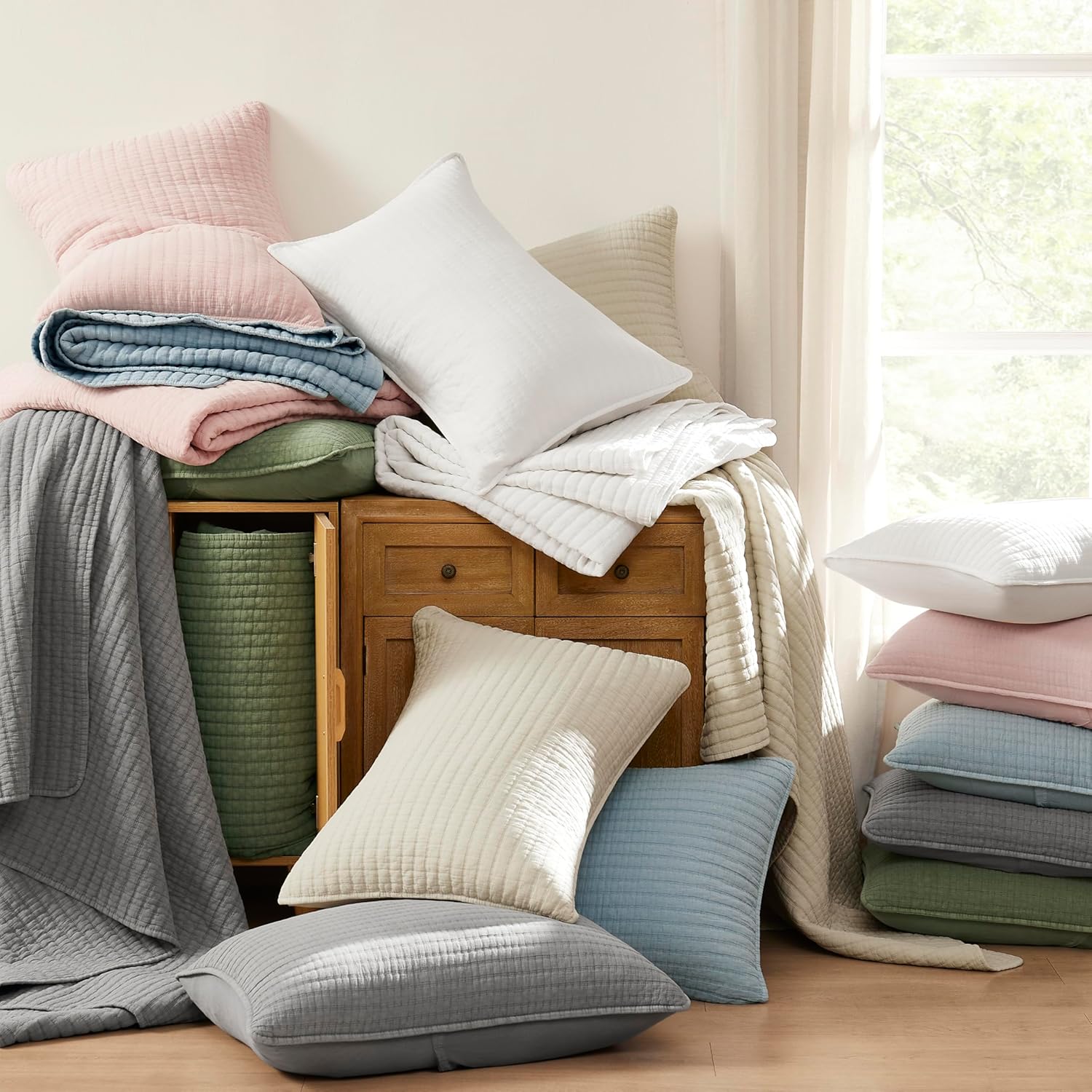 WDCOZY Pink Twin Quilt Set with 1 Sham
