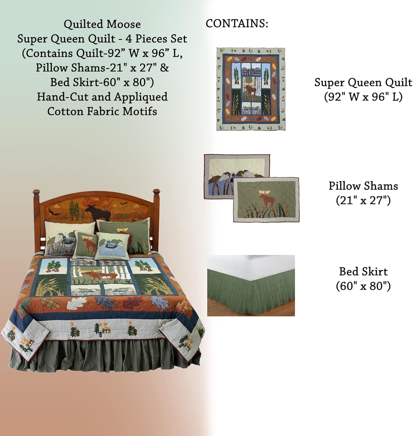 Patch Magic Quilt Set with Quilt Pillow Shams and Bed Skirt