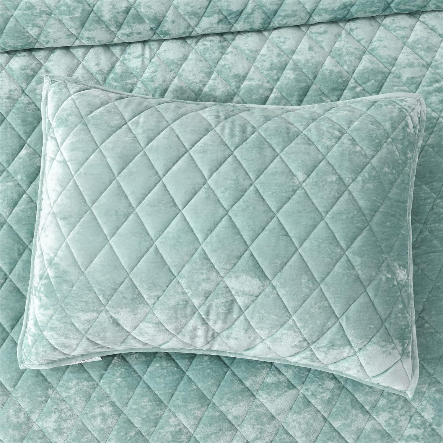 Fredsure Distressed Velvet Quilt Set Twin Sage Green