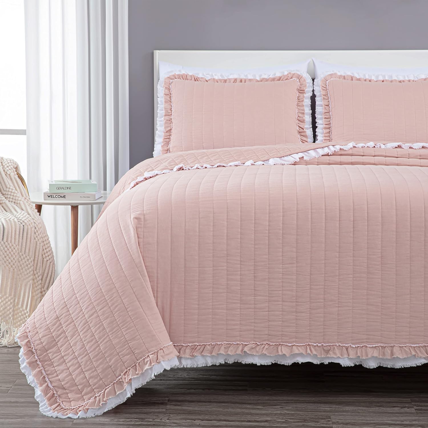 Chezmoi Collection Bonnie 3-Piece Cotton Quilt Set