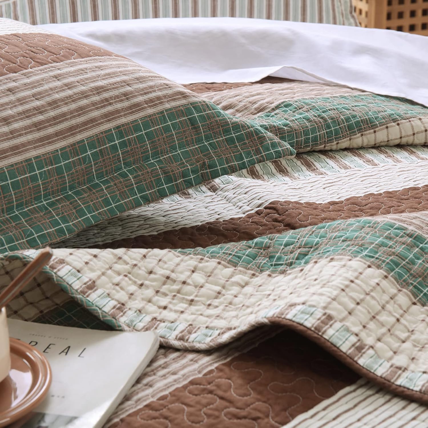 PANGUSHAN 100 Cotton King Quilt Set 3 Pieces