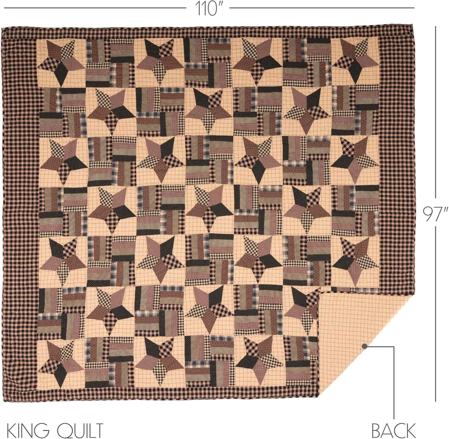 VHC Brands Bingham Star King Quilt Set 6 Pieces