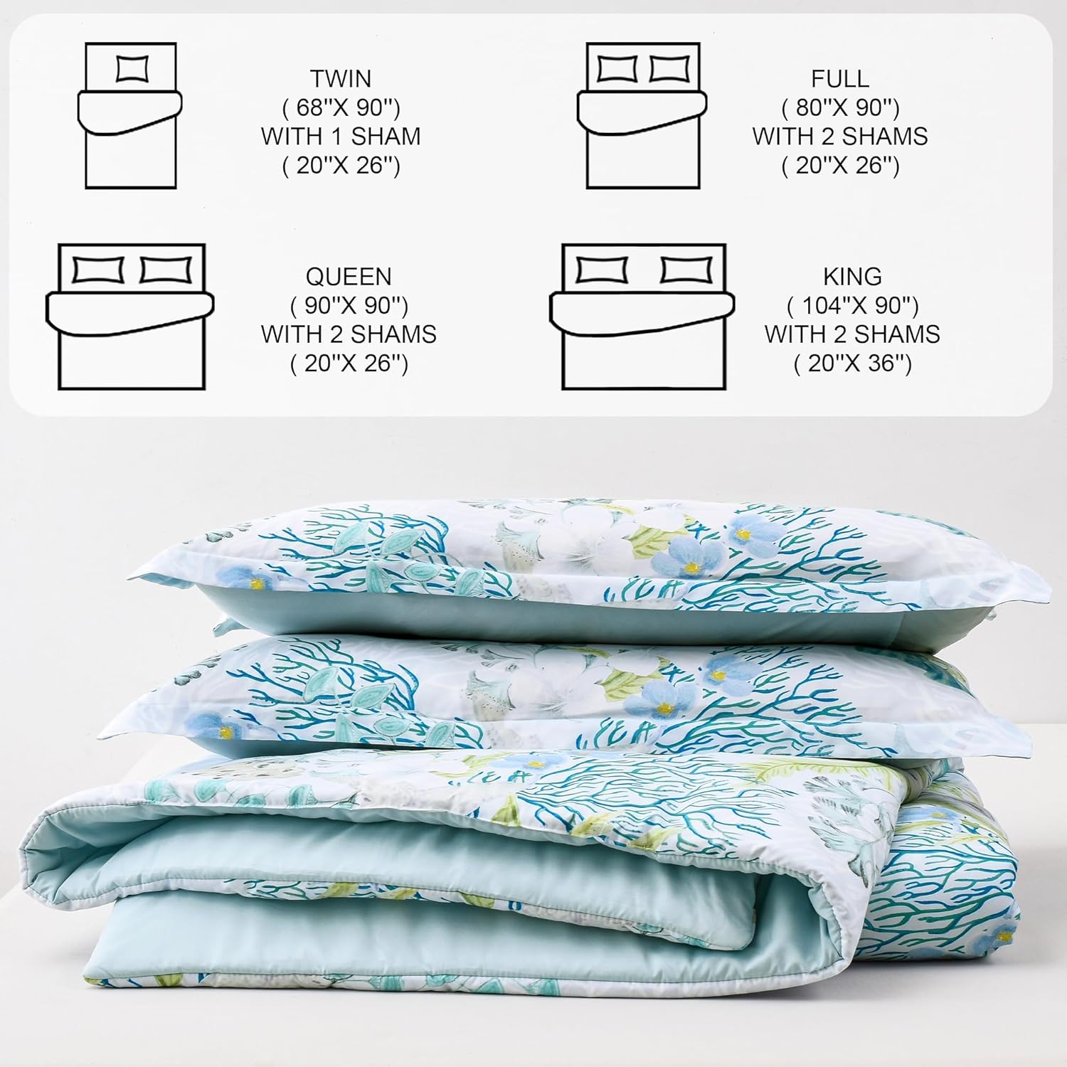 Tritard Coastal Comforter Set King Size 3 Piece