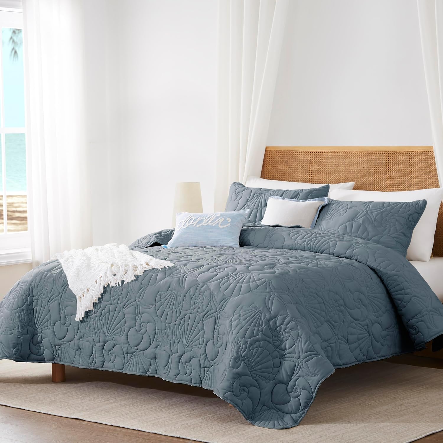 WDCOZY Coastal Beach Twin Quilt Set