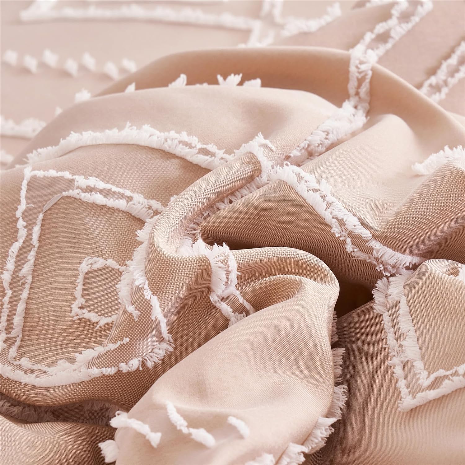 KAKKI Blush Pink Tufted Queen Comforter Set 7 Piece