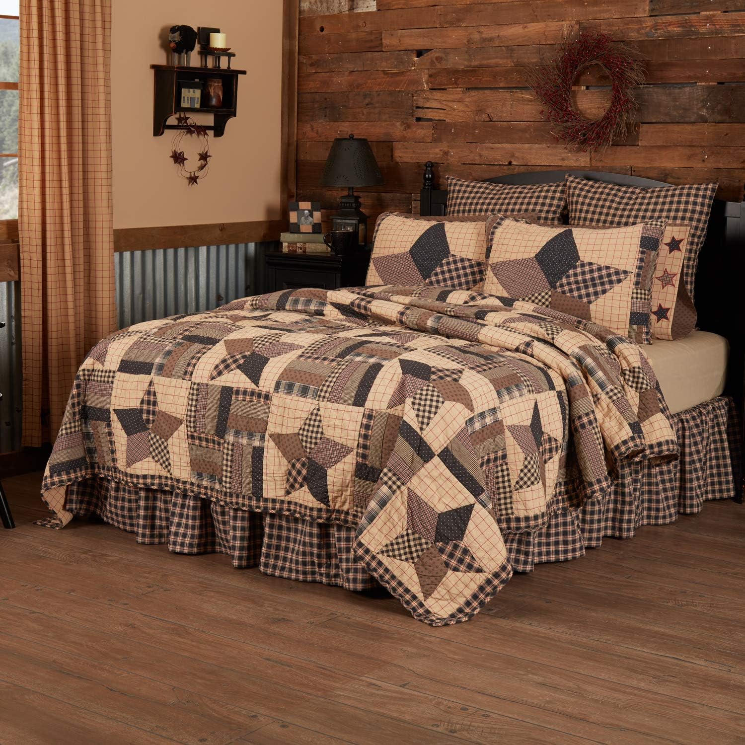 VHC Brands Bingham Star King Quilt Set 6 Pieces