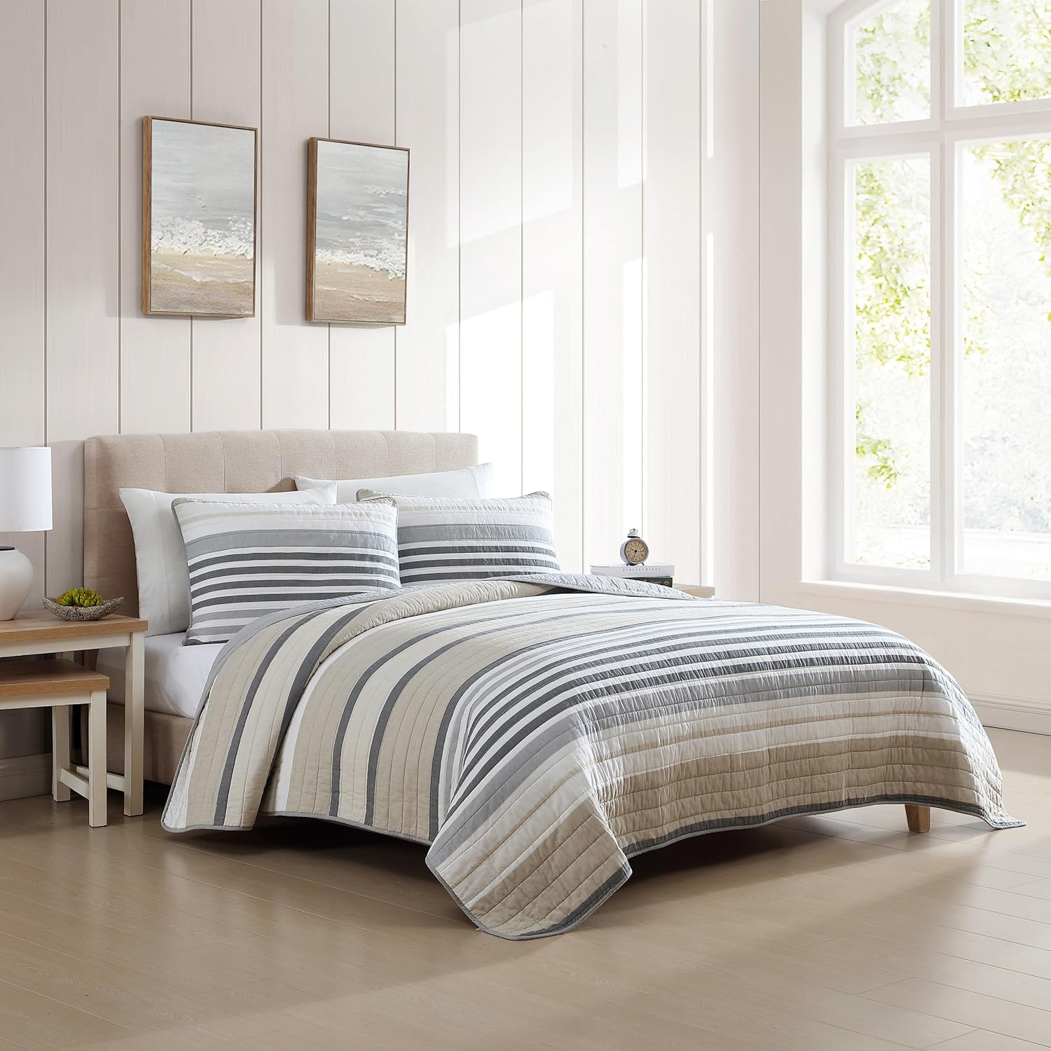 Nautica Twin Quilt Set Reversible Cotton Bedding with Matching Sham