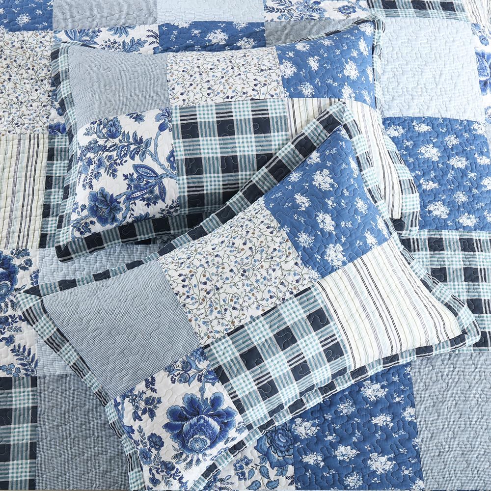 Camandy Cotton Reversible Quilt Bedding Set 3 Pieces King Size
