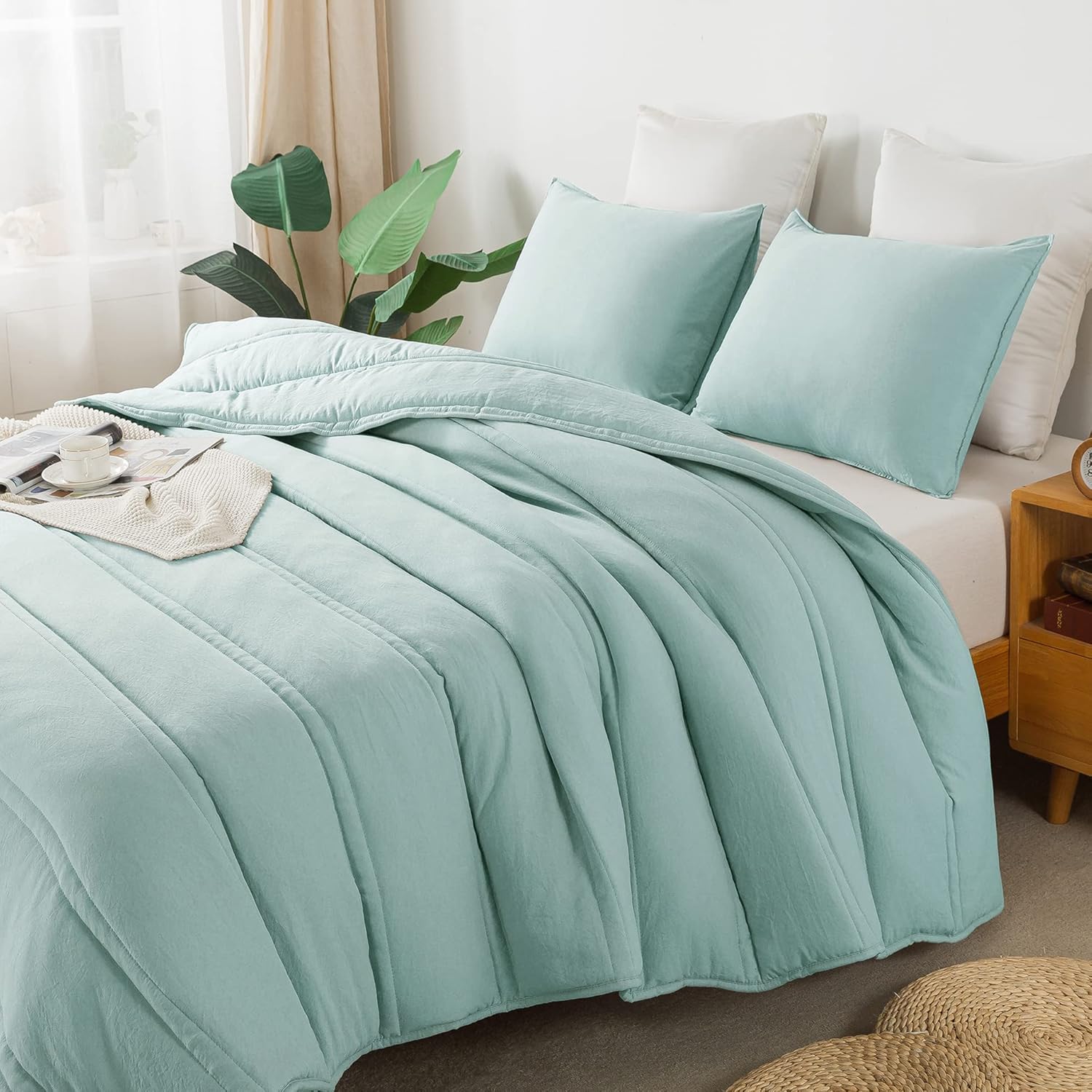 AnnaZ Home 3PC Comforter Set Light Blue Twin XL