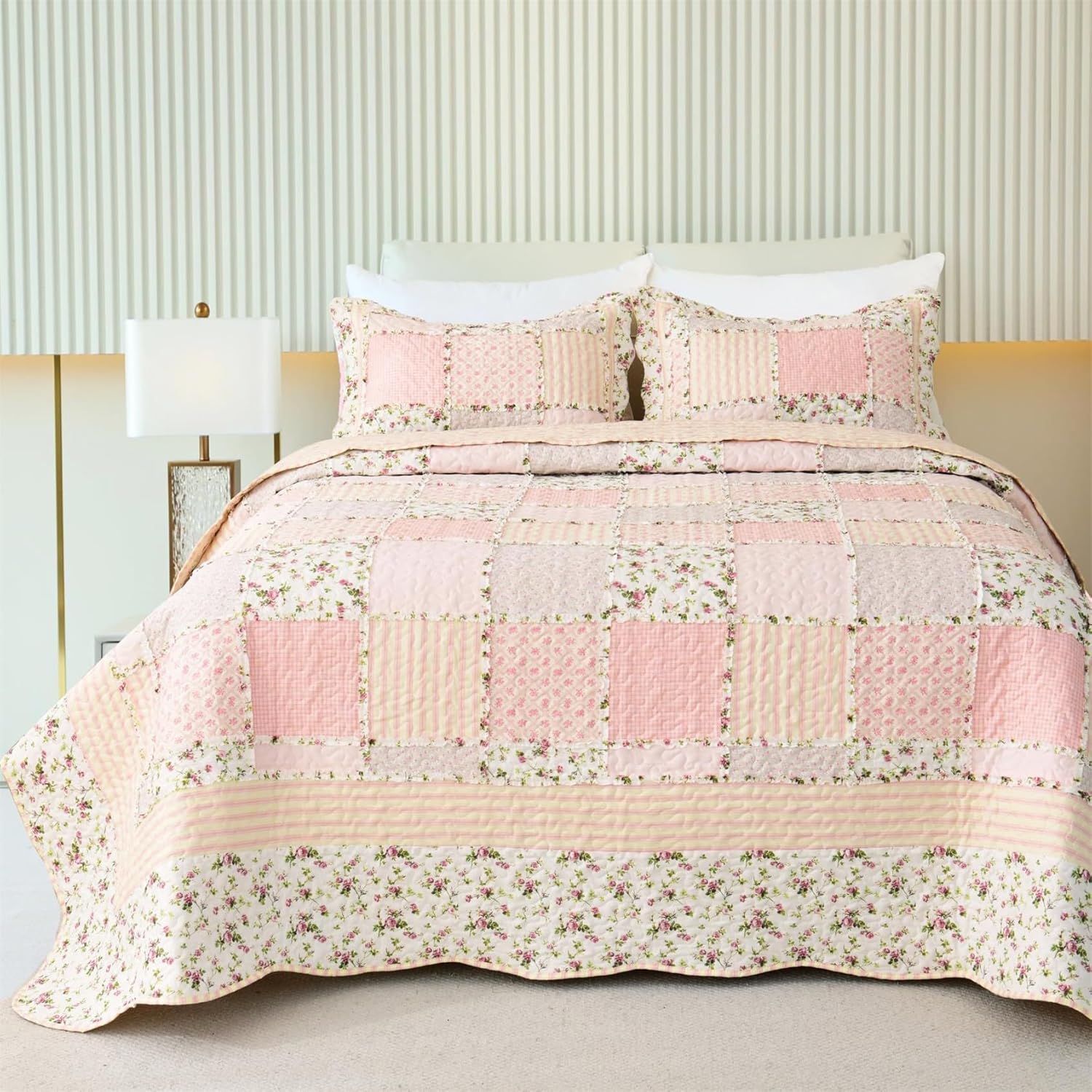 Cmfshape Reversible Floral Quilt Set Twin Size 1