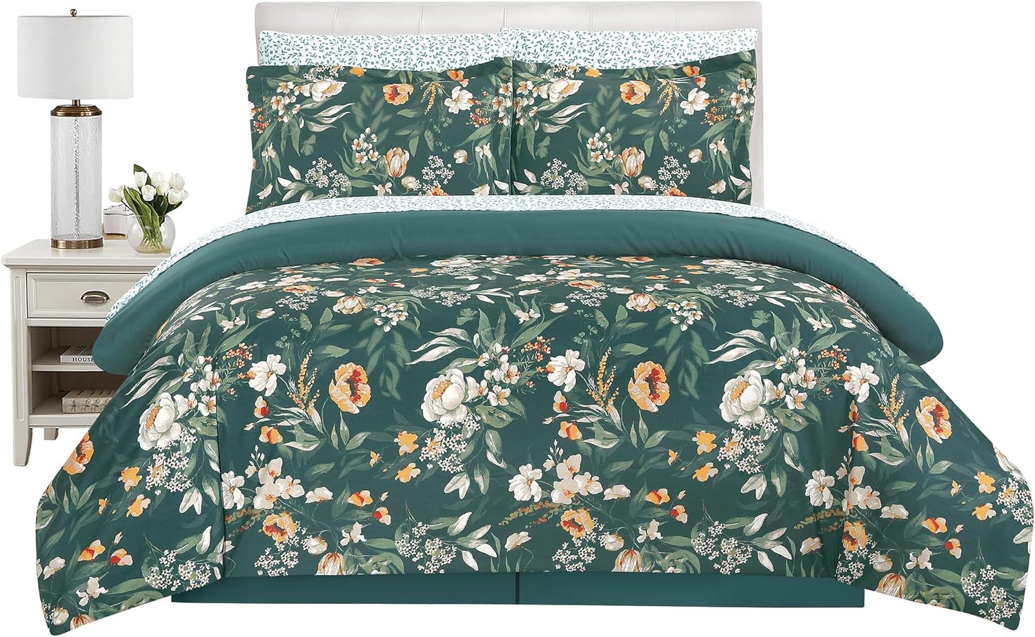 Collections Etc Elegantly Modern Bloom 7-Piece Comforter Set