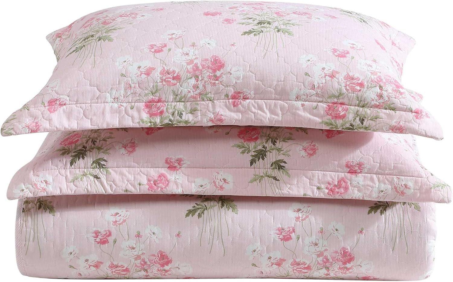 Laura Ashley King Quilt Set with Shams and Coquette Decor