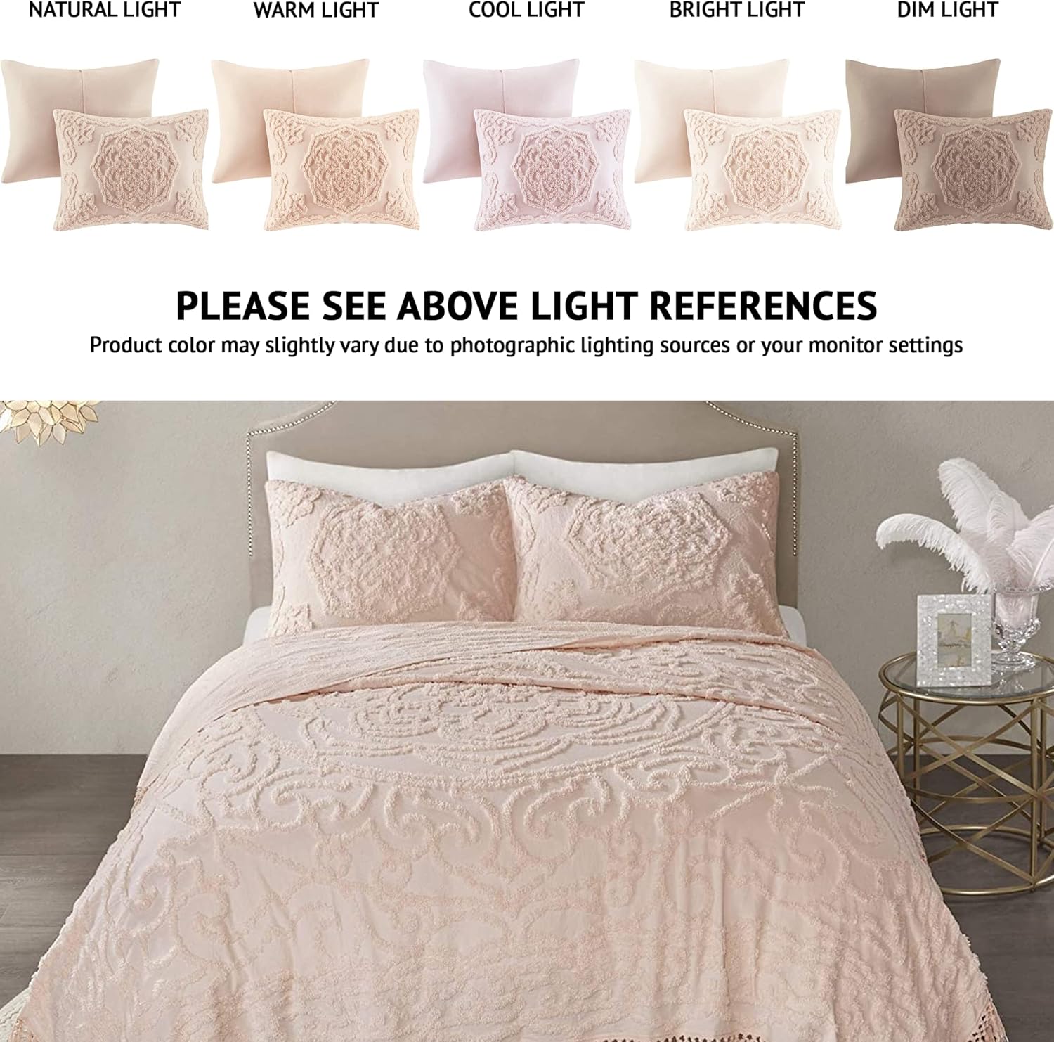 Madison Park Laetitia Cotton Quilt Set with Tassels Shabby Chic