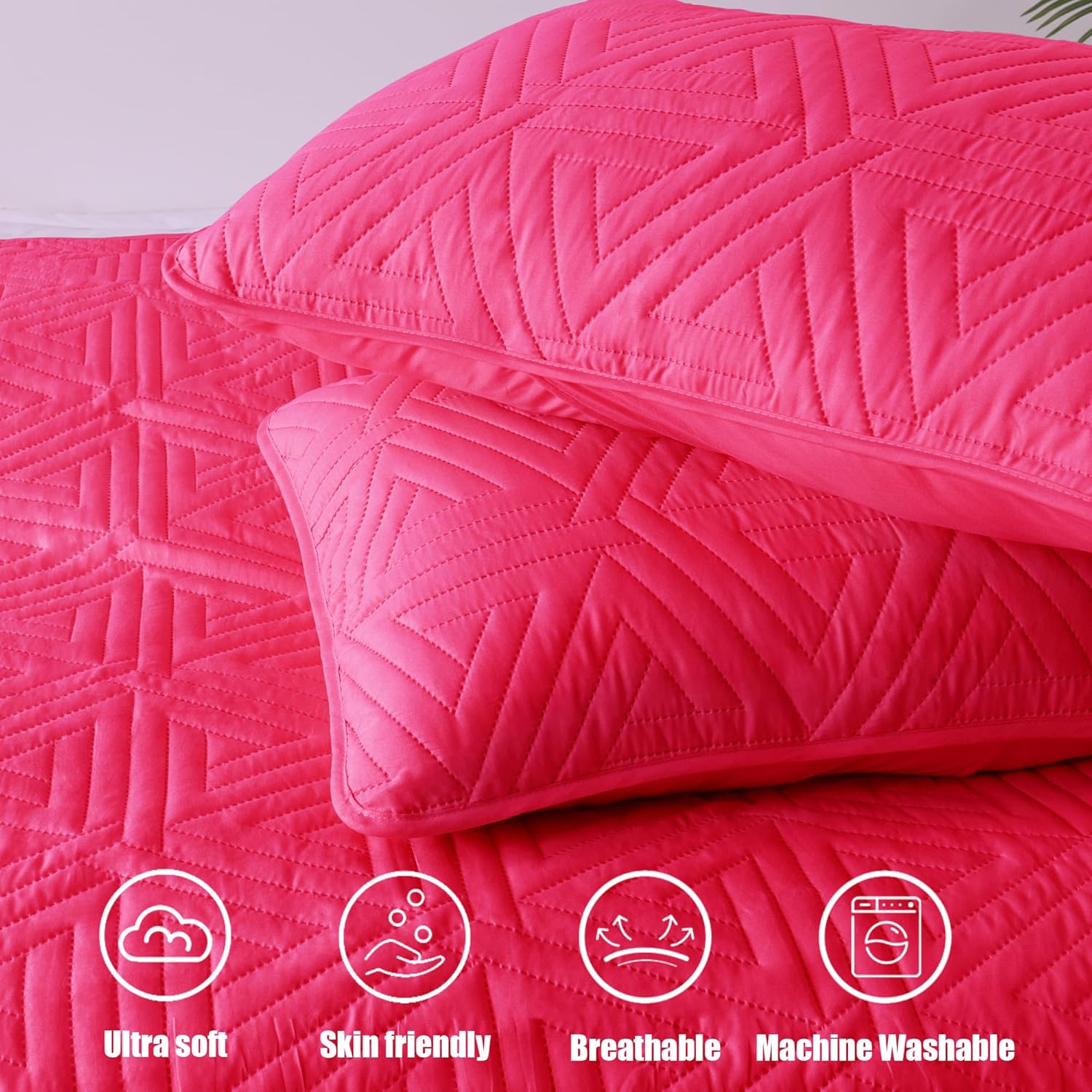 Whale Flotilla Hot Pink Soft Reversible Quilt Set 1