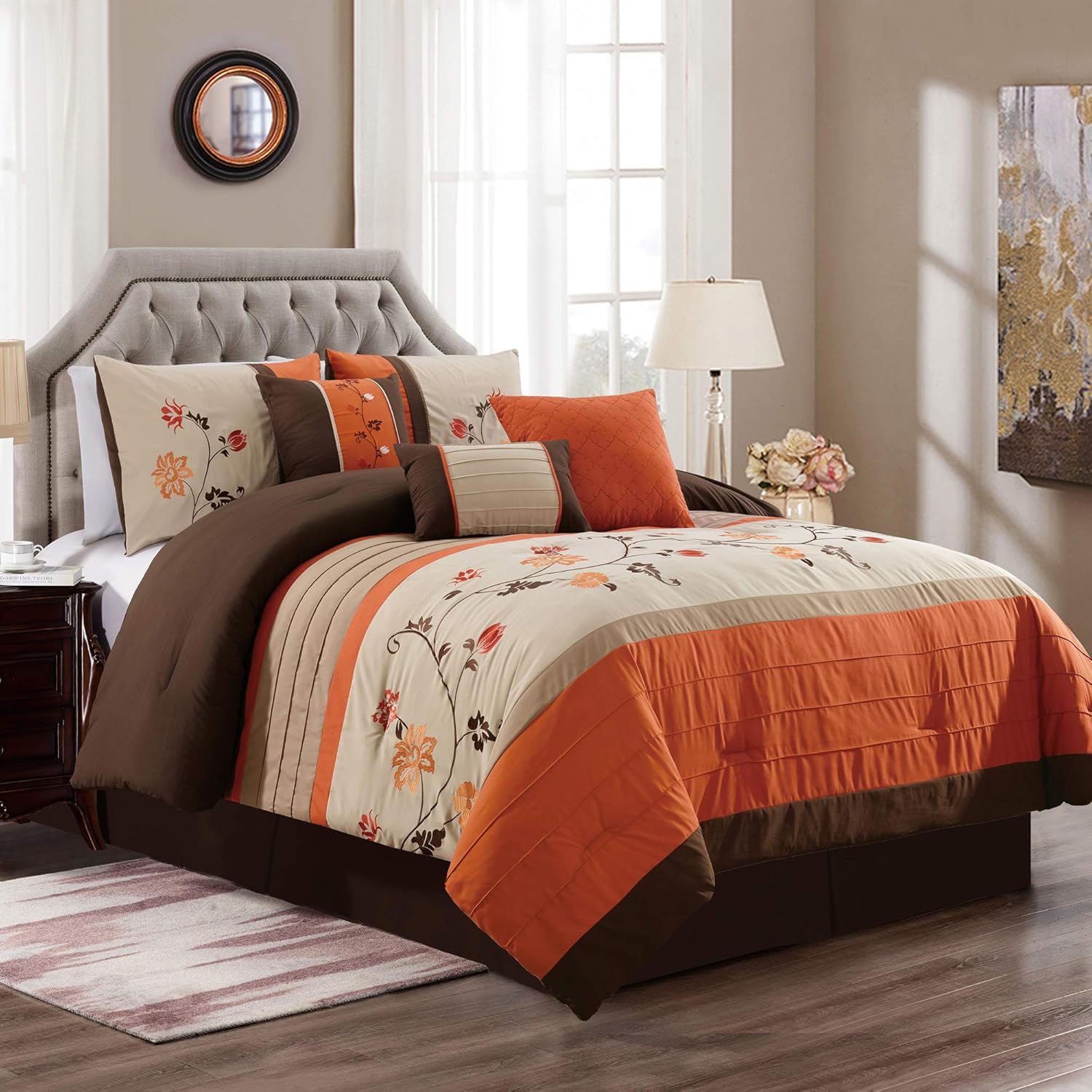 Chezmoi Collection Serene 7-Piece Comforter Set Queen